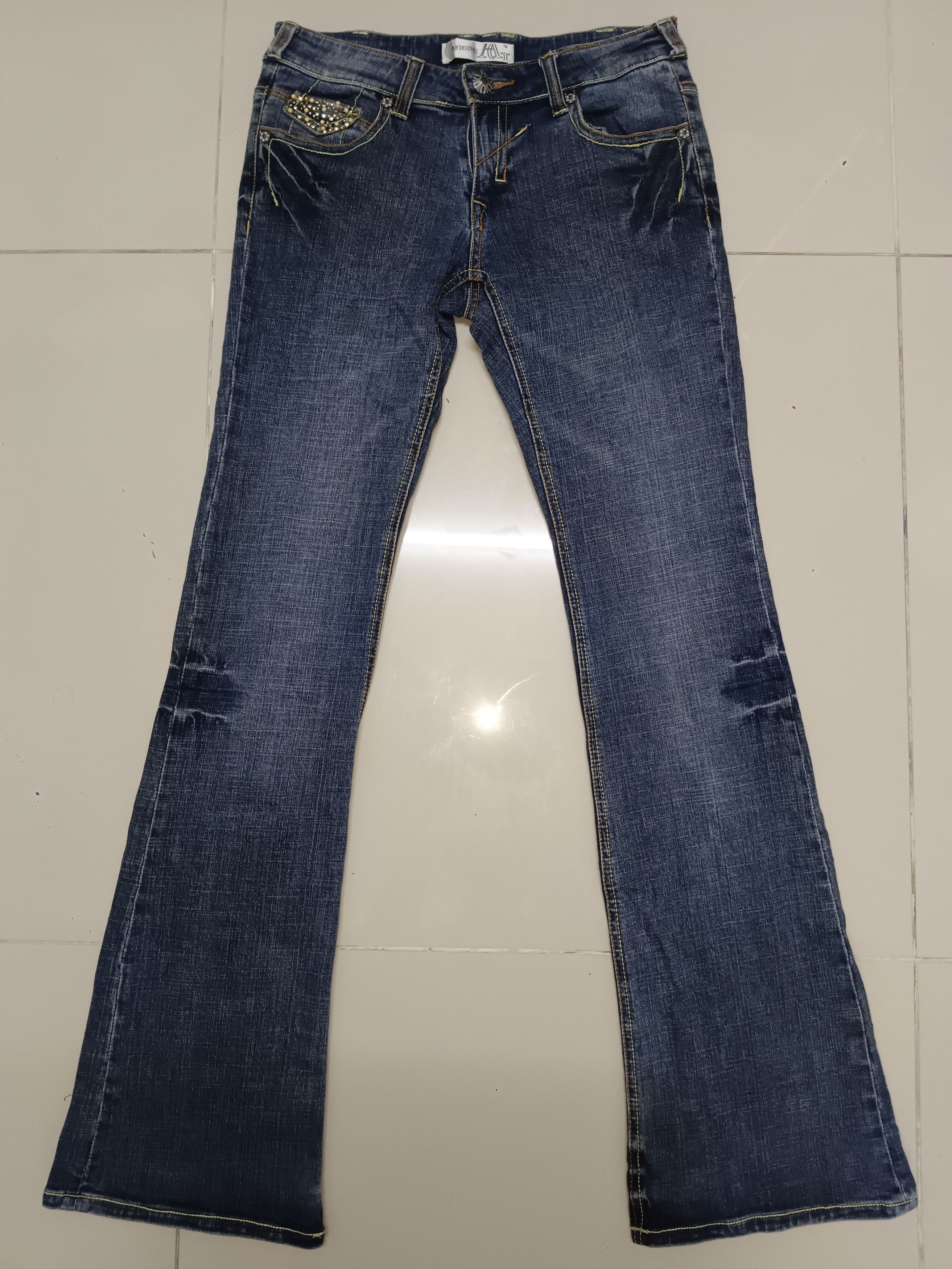 Japanese Brand Japanese Flare Jeans Crystal Goctic Punk Size US 29 - 5 Thumbnail