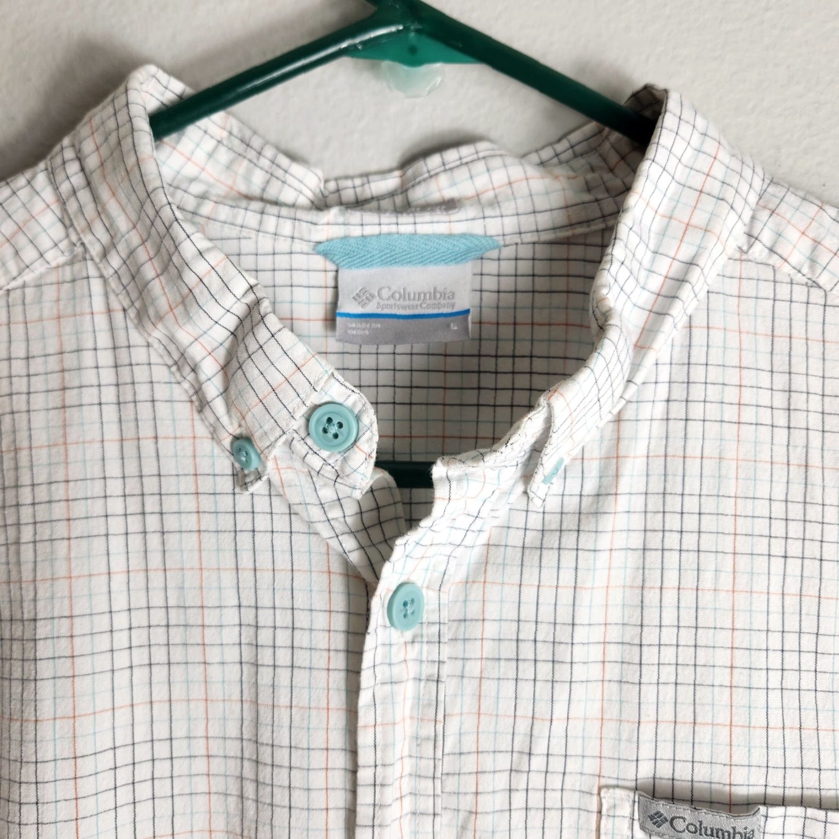 Vintage Columbia Mens SS White Windowpane Cotton Stretch Buttondown Shirt L Men Casual Travel Size US L / EU 52-54 / 3 - 3 Thumbnail