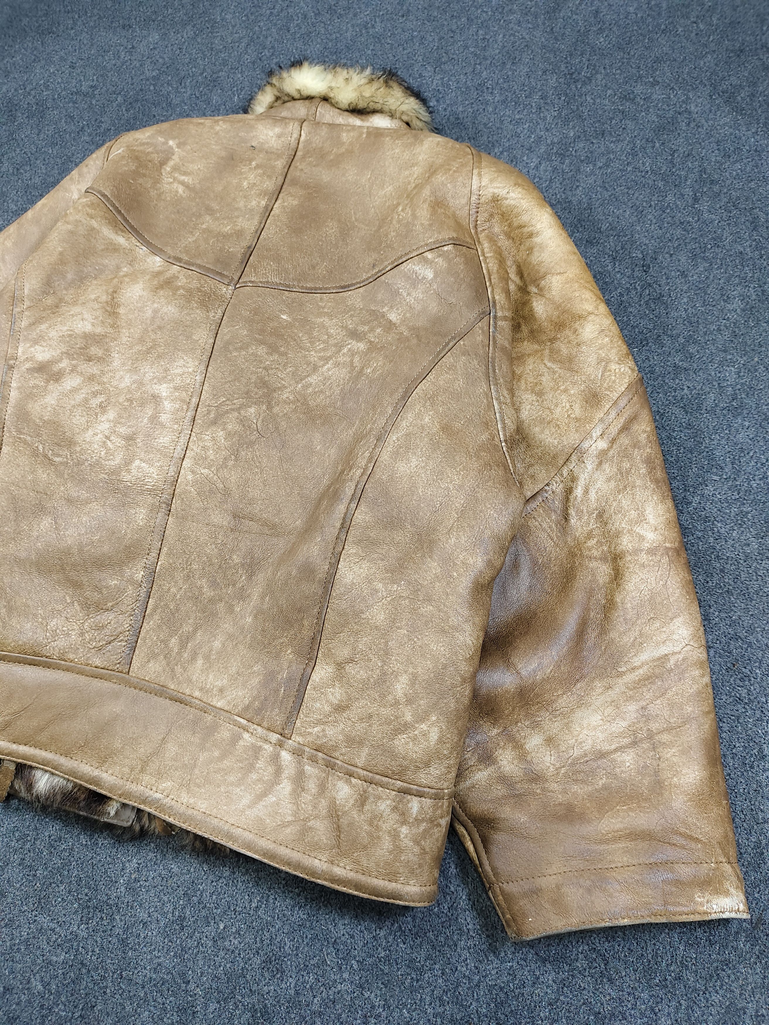 Vintage 80s FLORA- Oversized Real Fur Shearling Lined Leather Bomber Size US L / EU 52-54 / 3 - 12 Thumbnail