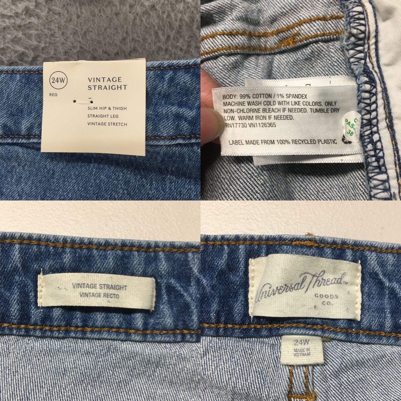 Vintage Universal Thread Jeans Womens 24W Blue Denim Slim Straight Zip NEW Size 42" / US 20 - 9 Thumbnail