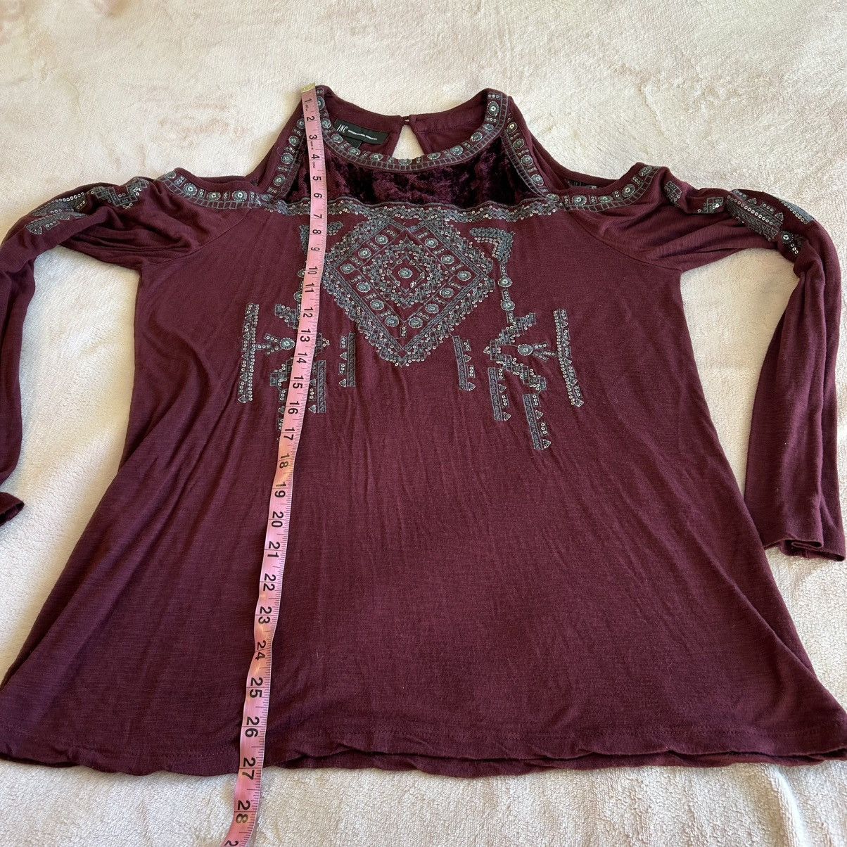 I.N.C INC International Concepts burgundy embroidered LS top S Size S / US 4 / IT 40 - 11 Thumbnail