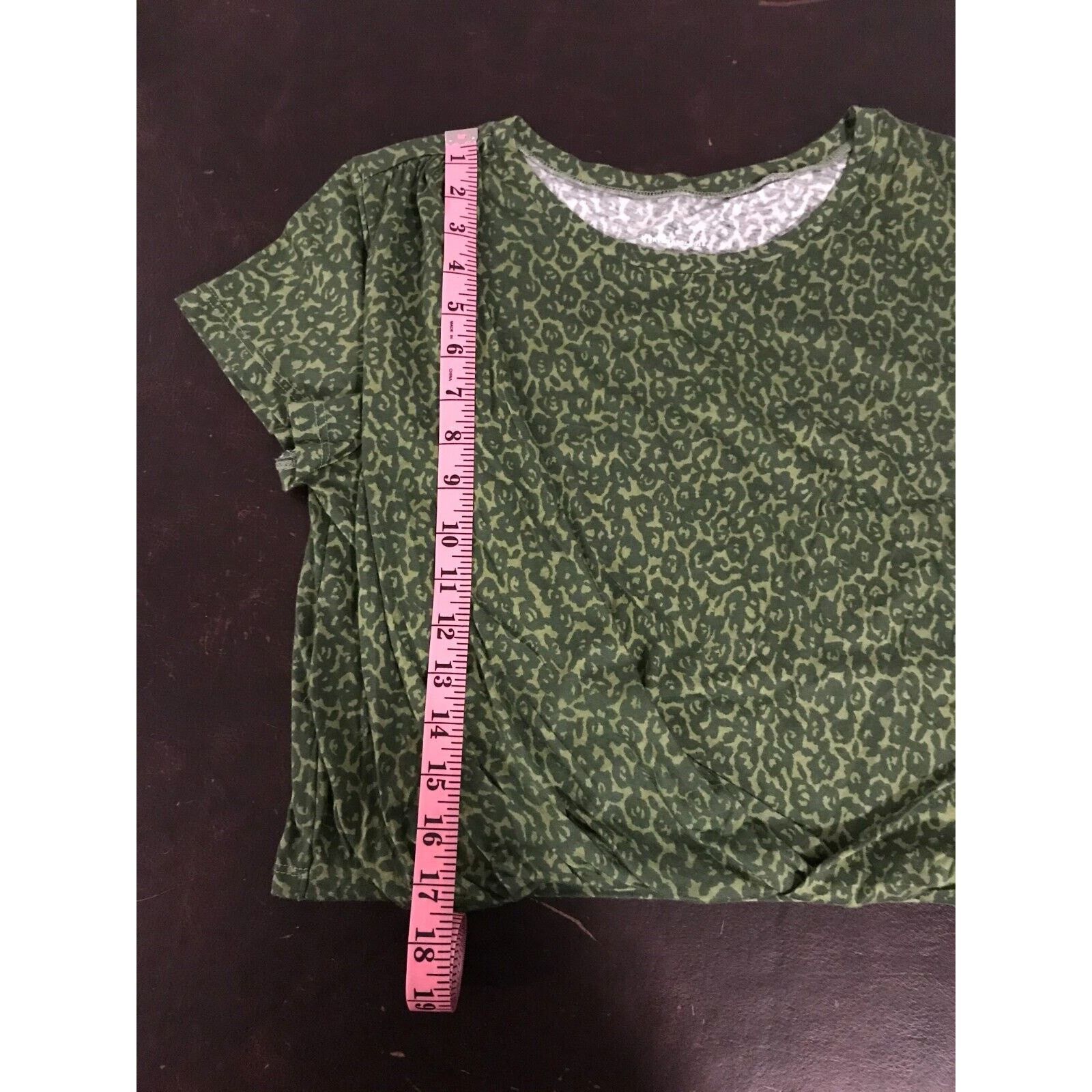 Anthropologie by Anthropologie Green Leopard Print Draped T-Shirt Size M / US 6-8 / IT 42-44 - 5 Thumbnail