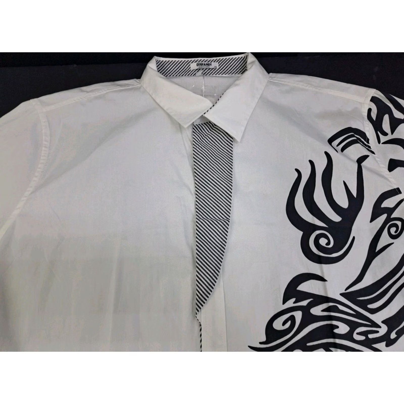 Vintage Coofandy Mens Long Sleeve Button Up Shirt White/Black Graphic Print 2XL #7431 Size US XXL / EU 58 / 5 - 2 Thumbnail