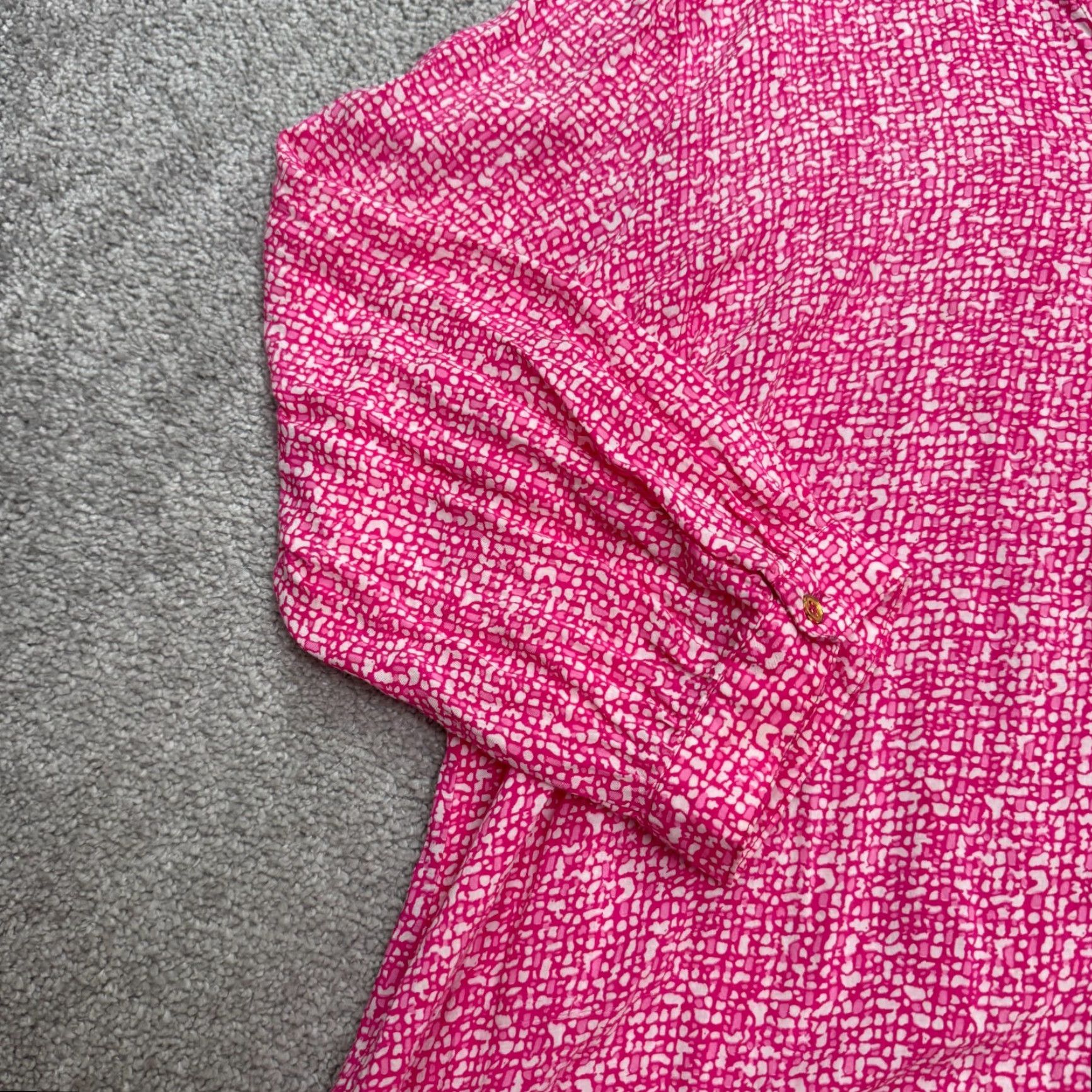 Vintage Grand & Greene Blouse Womens XL Pink Geometric V-Neck Long Sleeve Top Size XL / US 12-14 / IT 48-50 - 3 Thumbnail
