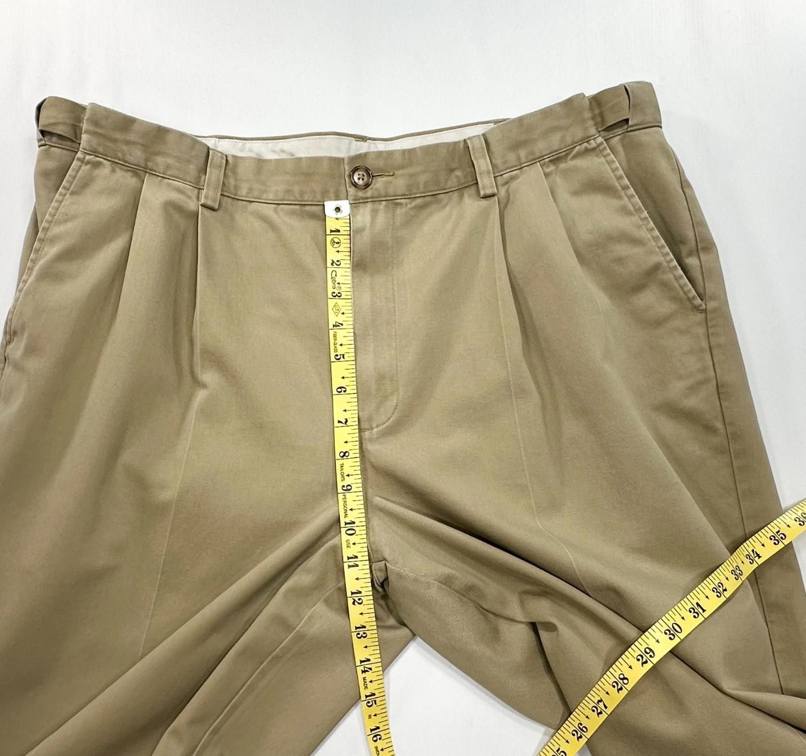 L.L. Bean LL Bean Pleated Comfort Waist Cotton Chinos Brown Mens 38/34 Size US 38 / EU 54 - 4 Thumbnail