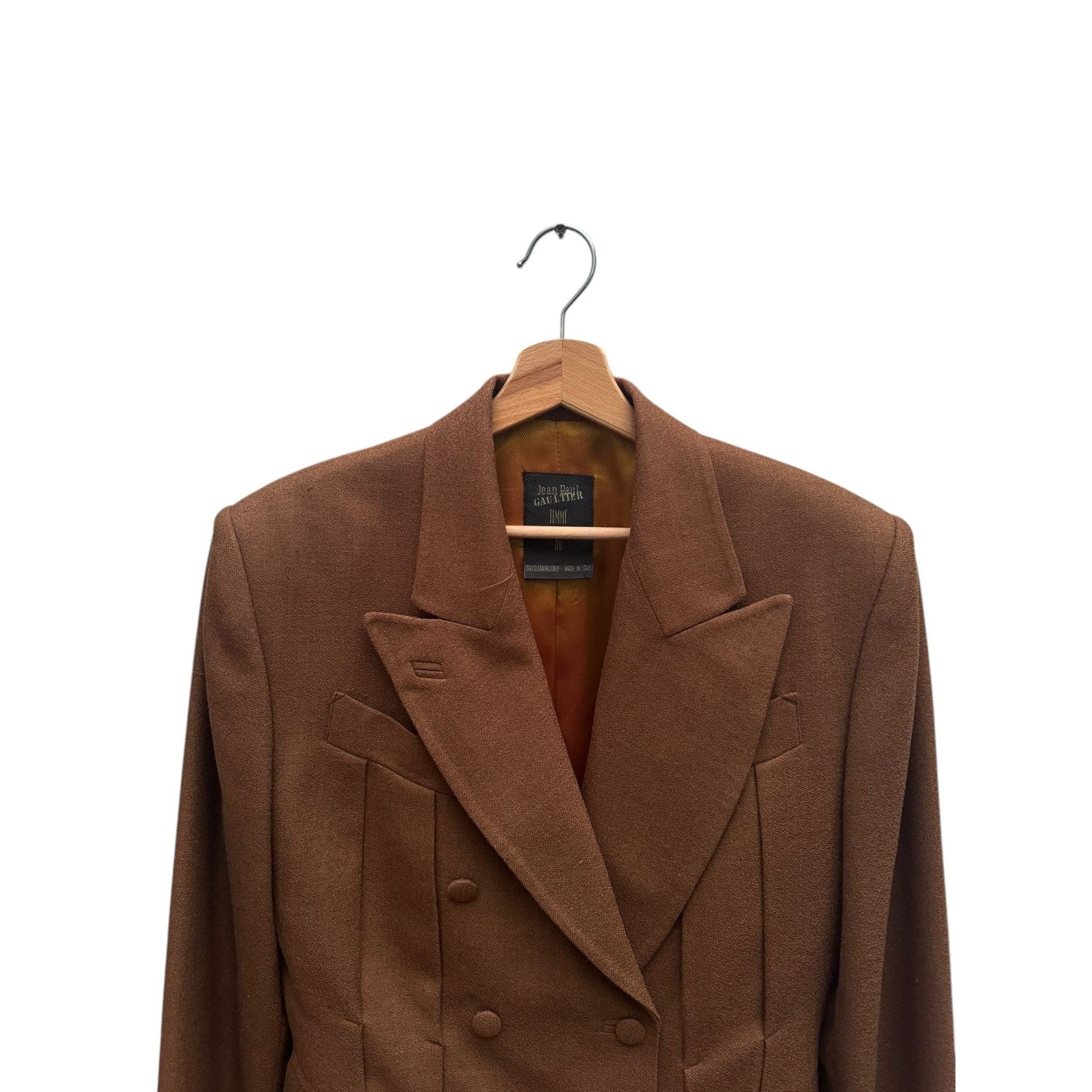 Jean Paul Gaultier Vintage Oversized Brown Wool Blazer Jacket Size M / US 6-8 / IT 42-44 - 2 Thumbnail