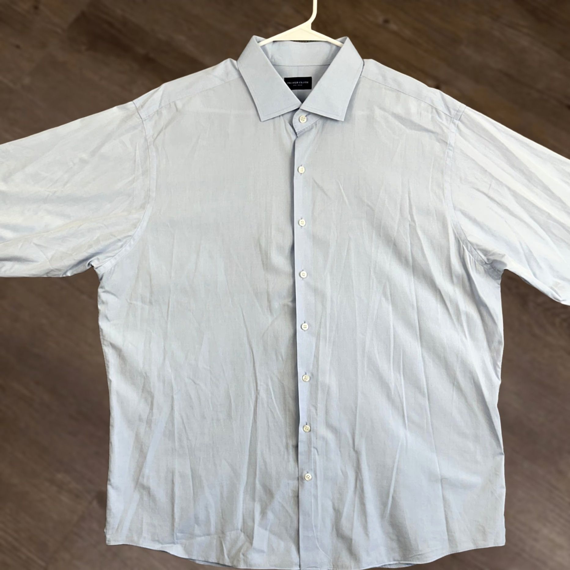 Proper Cloth Proper Cloth Dress Shirt Men 3XL Light Blue Button Up Long Sleeve Formal Outdoor Shirt Size 48R - 1 Thumbnail