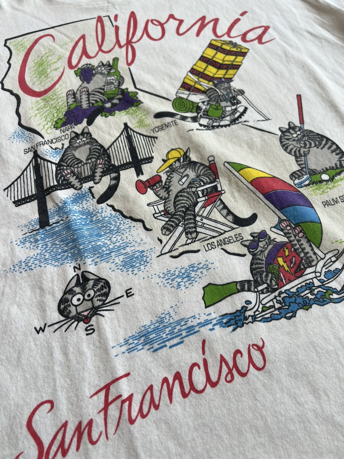 Vintage Vintage 90s B. Kliban Cat California Map San Francisco Tee Size US XL / EU 56 / 4 - 3 Thumbnail