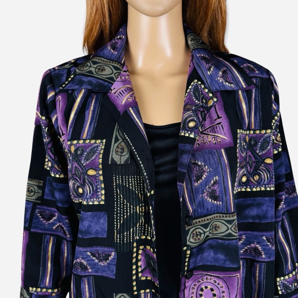 Other Vintage Dress Barn Purple Patchwork Print Shirt With Attach Size XL / US 12-14 / IT 48-50 - 2 Thumbnail