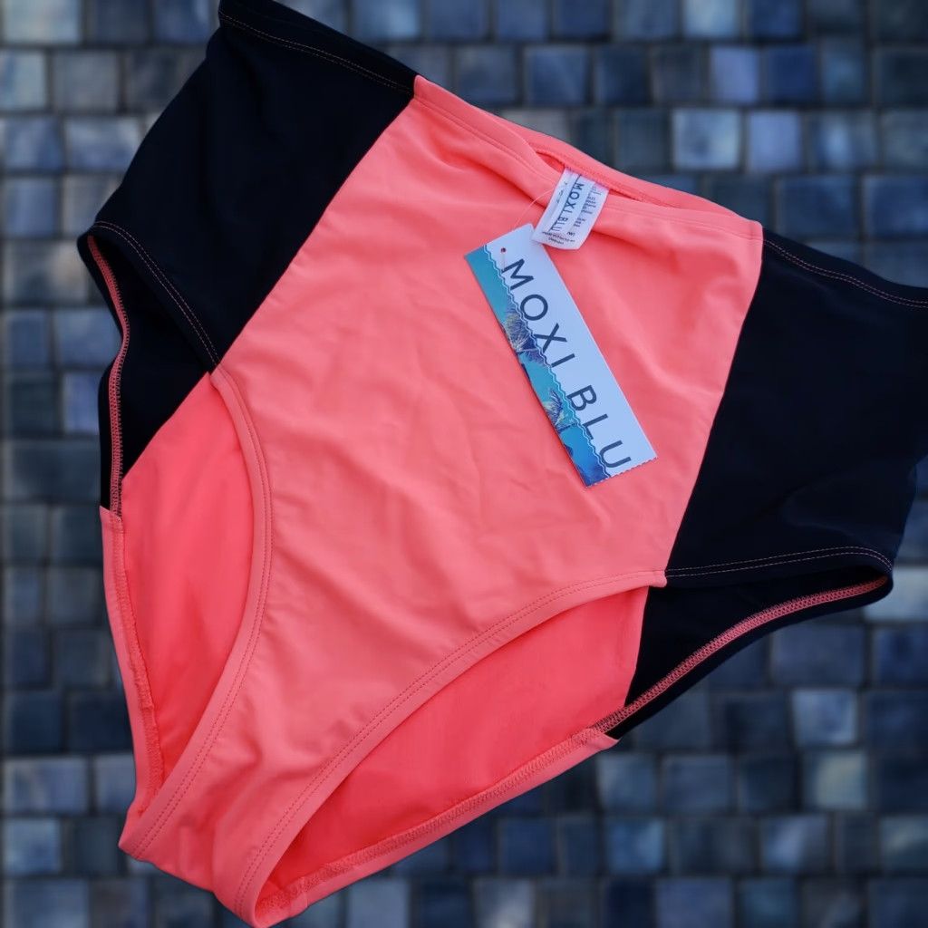 Vintage Moxi Blu Women's 2X High Waist Hipster Bottom Peach Daiquiri Swimwear Bottoms Size 40" / US 18 - 1 Thumbnail