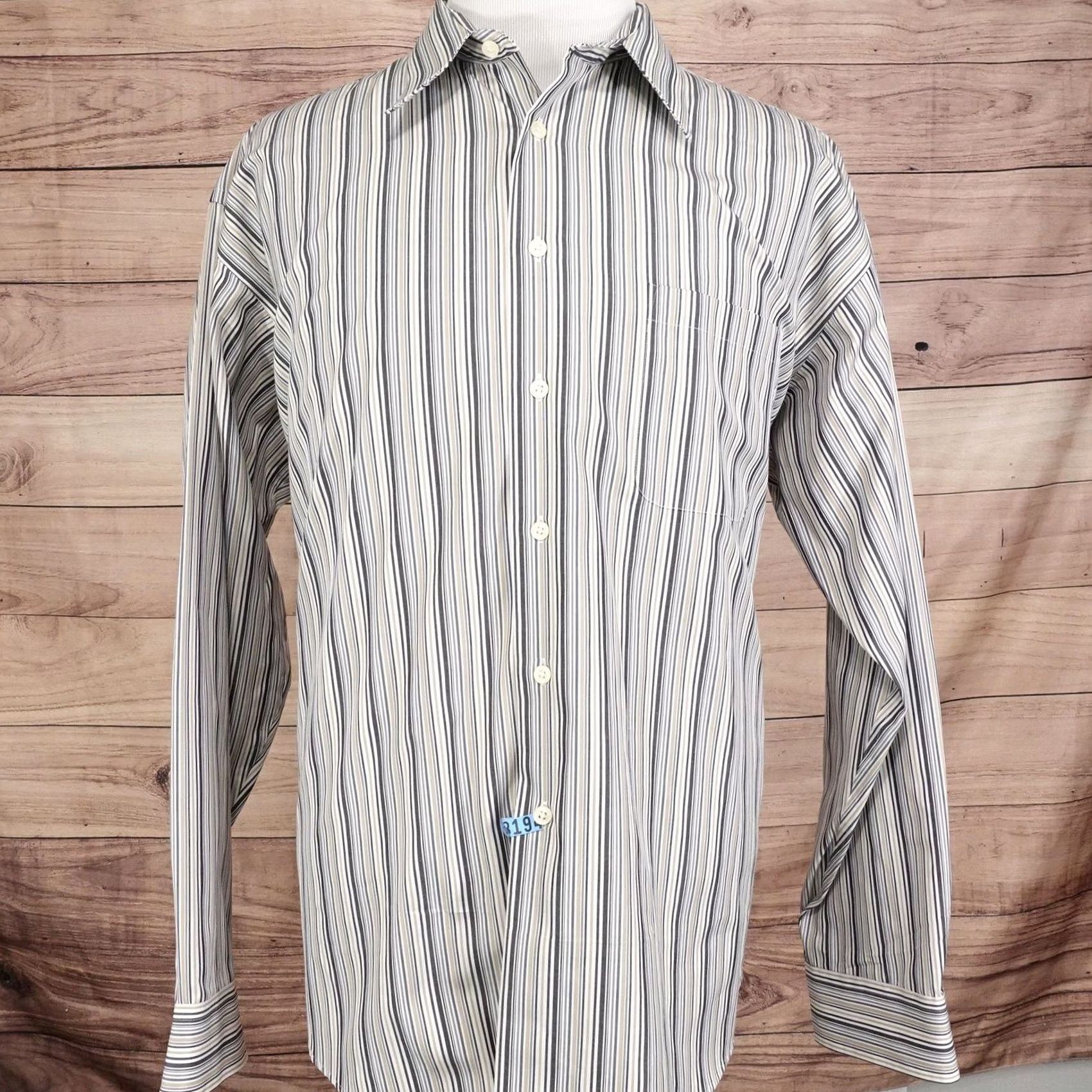 Pronto Uomo Pronto Uomo Shirt Mens 2XL Blue Stripe Non Iron Dress Long Sleeve Size 48R - 3 Thumbnail