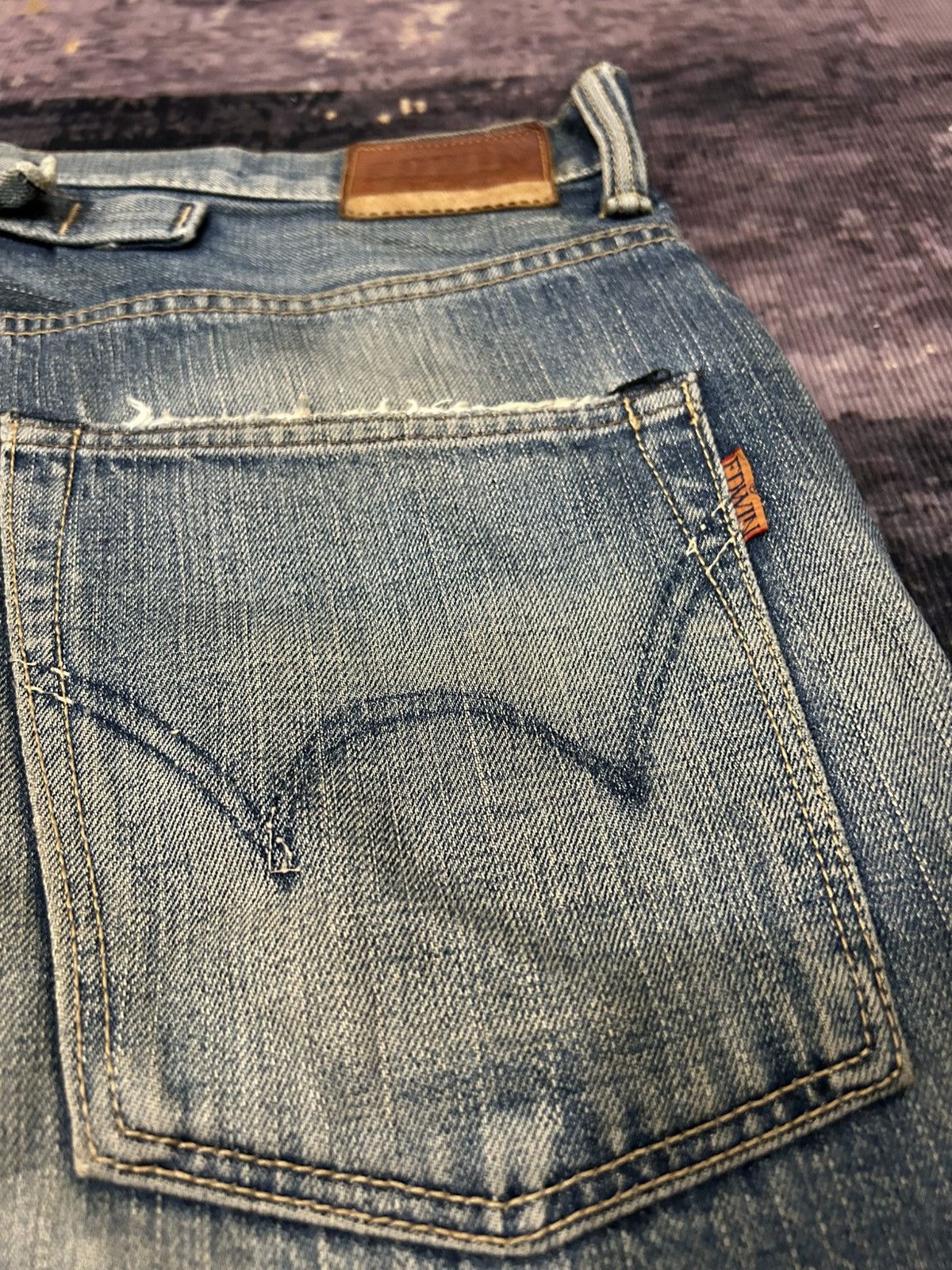 Edwin Vintage Edwin Japan Distressed Buckle Back Selvedge Jeans Size US 36 / EU 52 - 15 Thumbnail