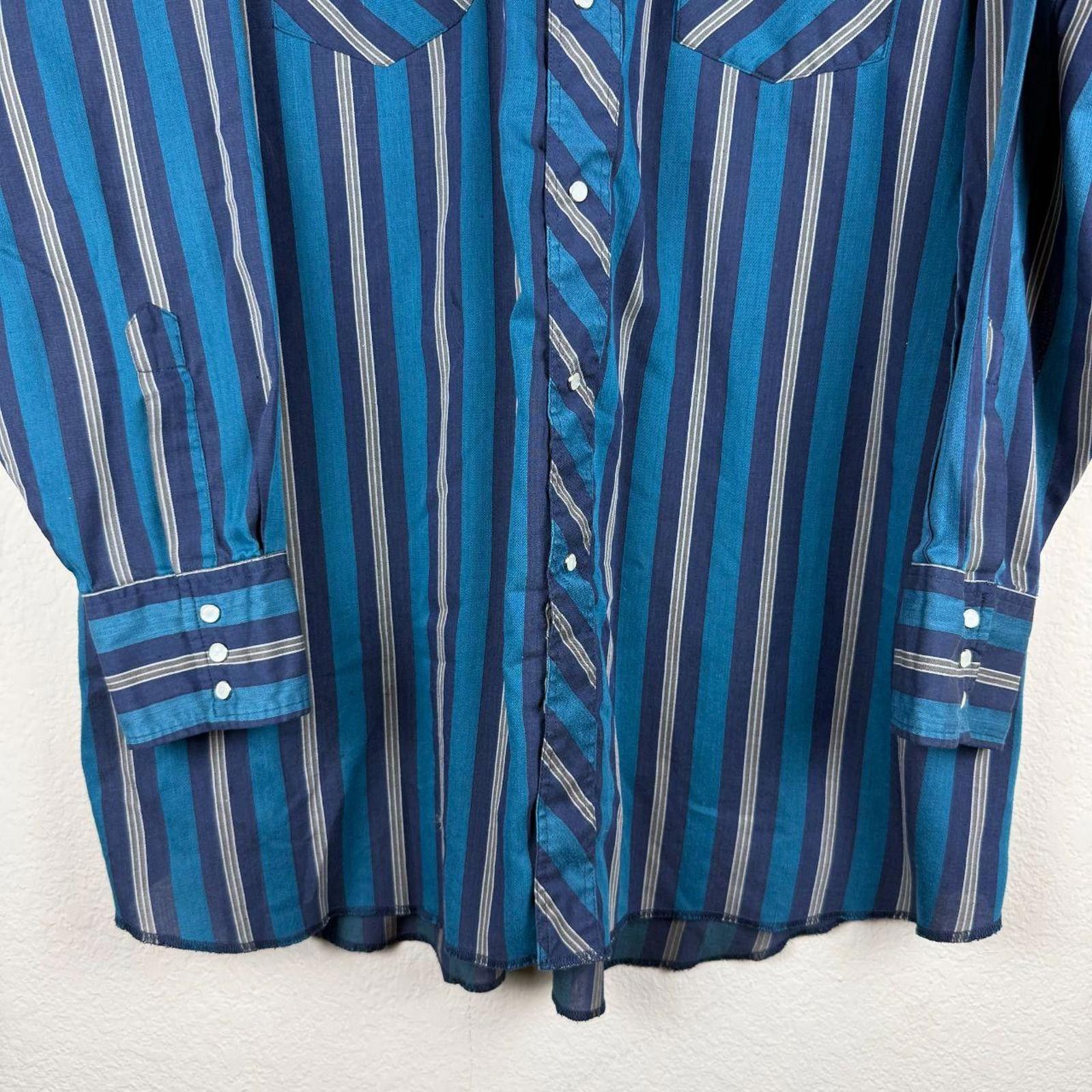 Wrangler Wrangler Shirt Men's X-Long Navy Turquoise Size US XL / EU 56 / 4 - 2 Thumbnail