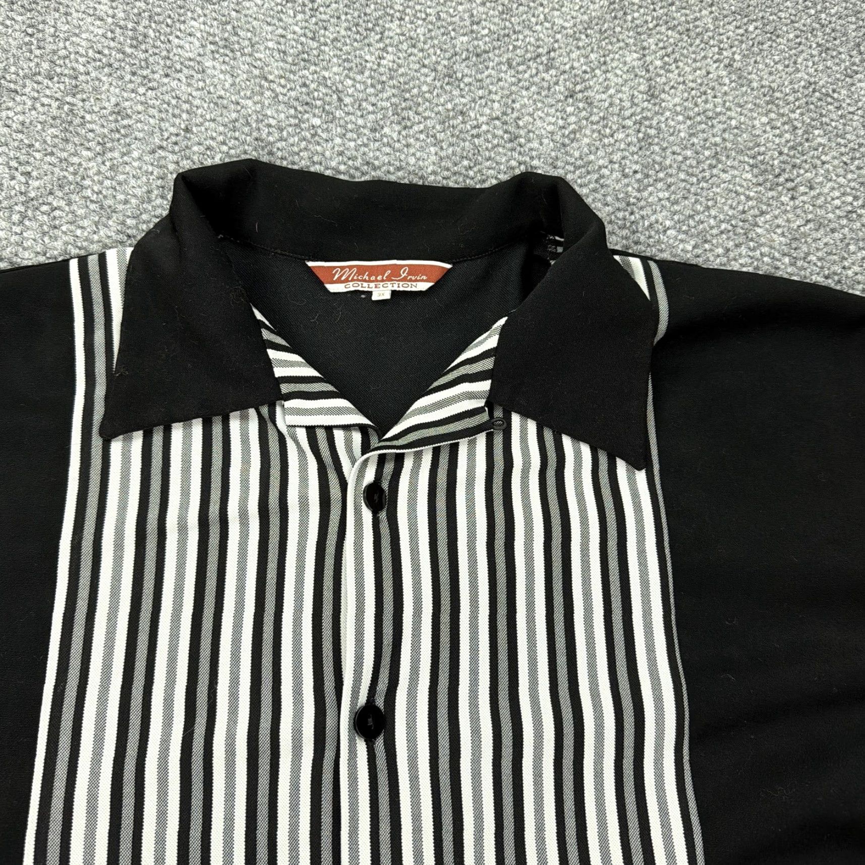 Vintage Michael Irvin Collection Shirt Mens 3XL Black White Stripe Button Front Bowling Shirt Size US XXL / EU 58 / 5 - 3 Thumbnail