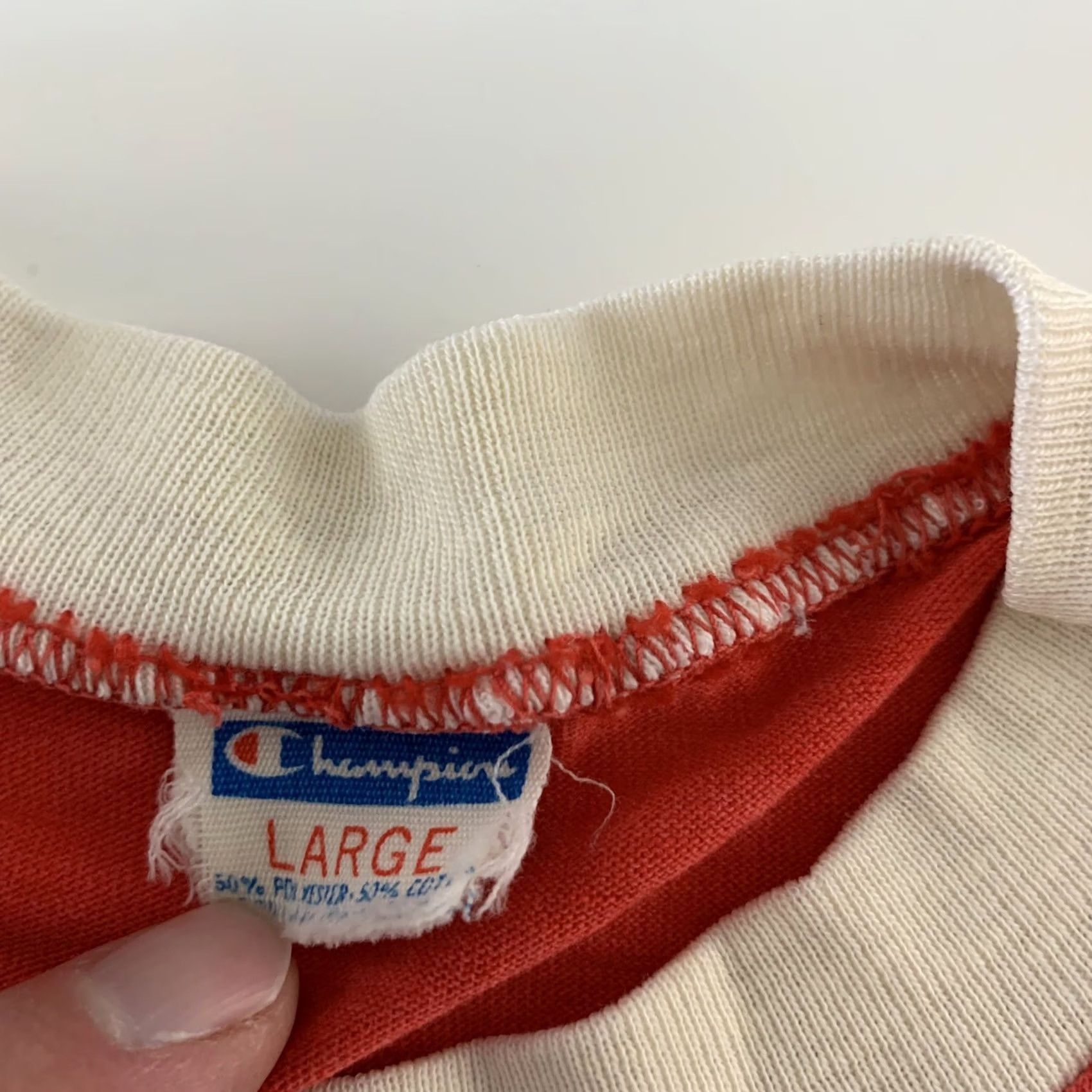 Champion VINTAGE Champion Mens Short Sleeve T-Shirt Western State Red Large 70s Ringer Shirt Size US L / EU 52-54 / 3 - 4 Thumbnail