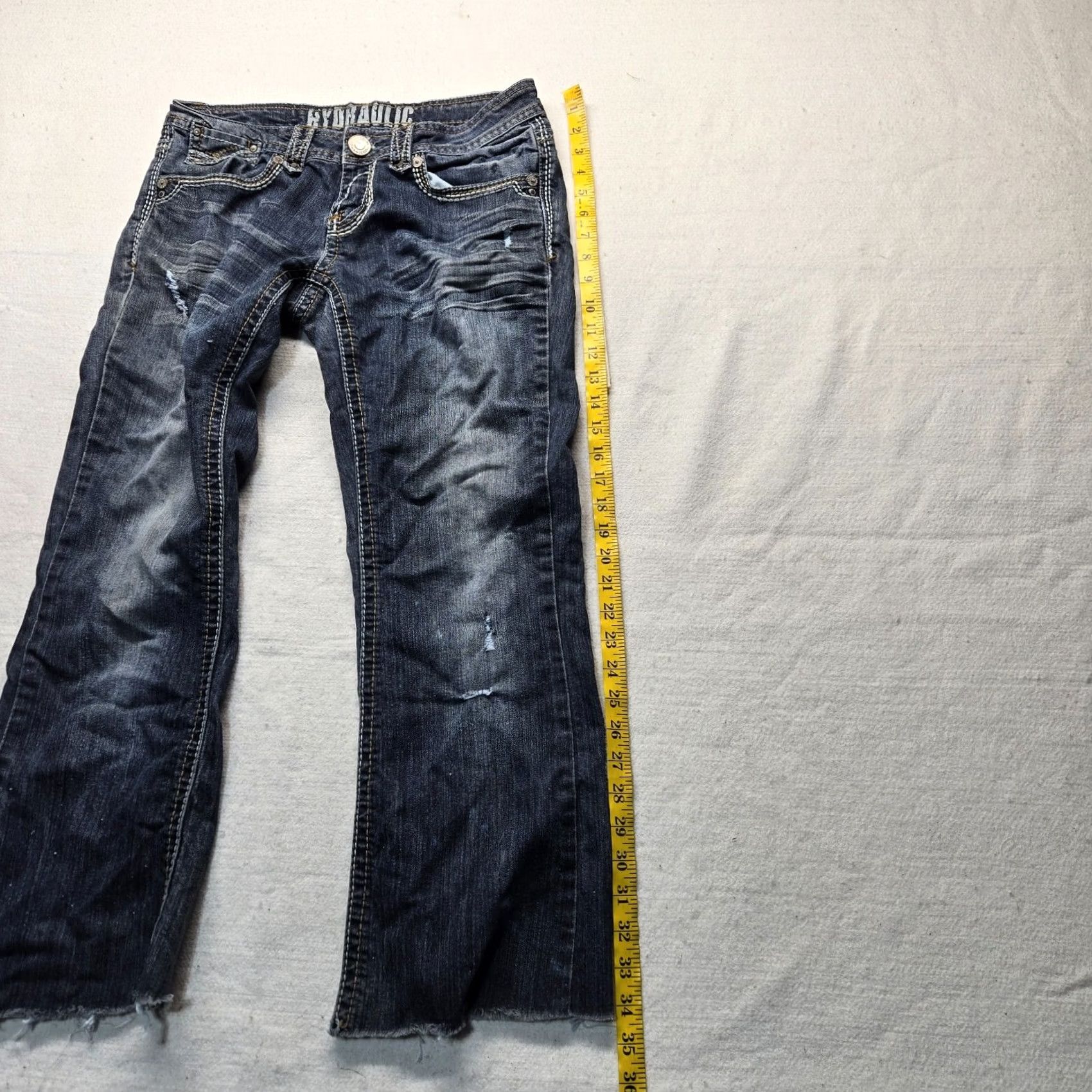 Denime HYDRAULIC Jeans Women's 7/8 Straight Denim Pants Blue Low Rise 29in Waist Cotton Polyester Spandex Pockets Button Zipper 8 Regular Adult Woman's Size 30" / US 8 / IT 44 - 7 Thumbnail