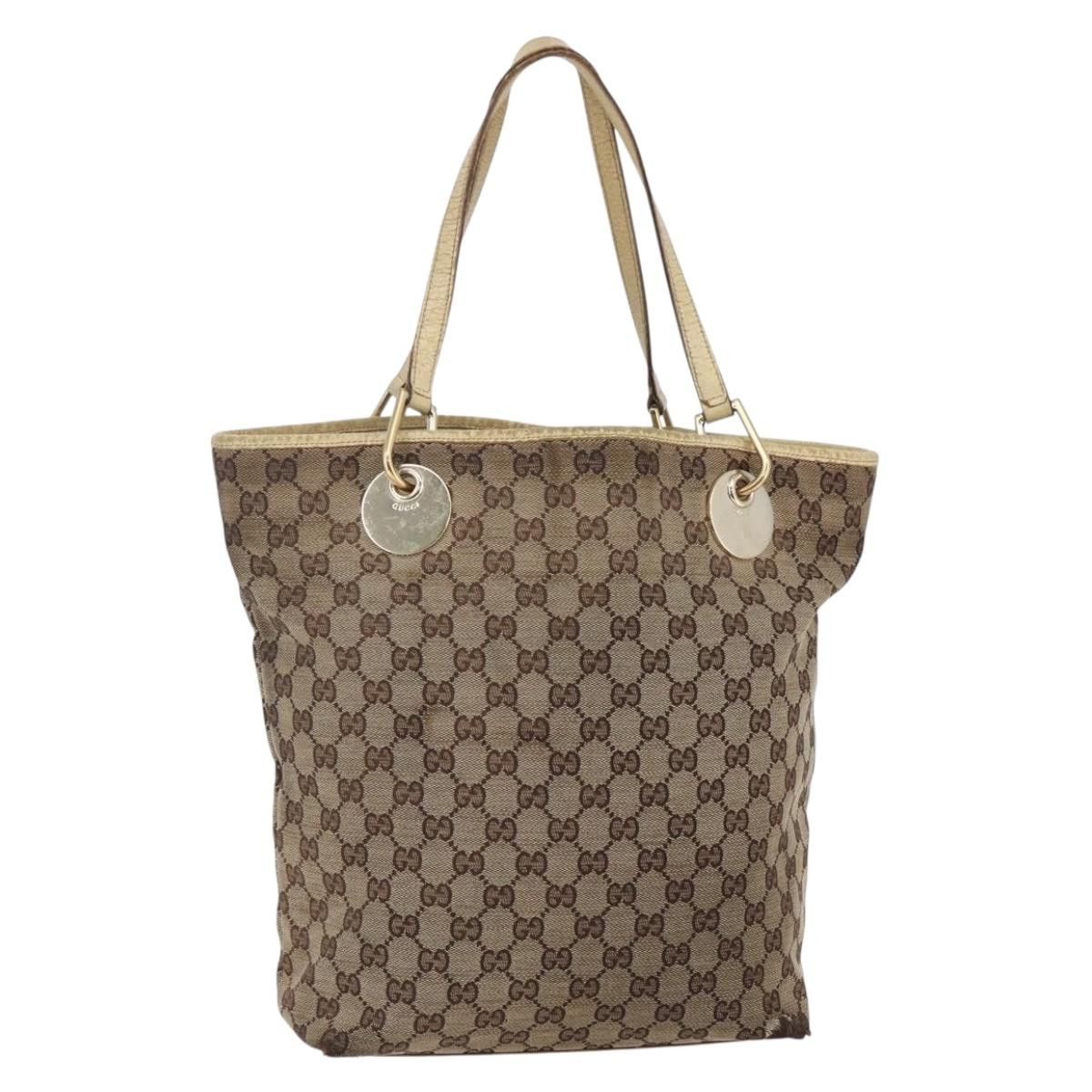 Gucci GUCCI GG Canvas Tote Bag Beige Gold Size ONE SIZE - 1 Thumbnail