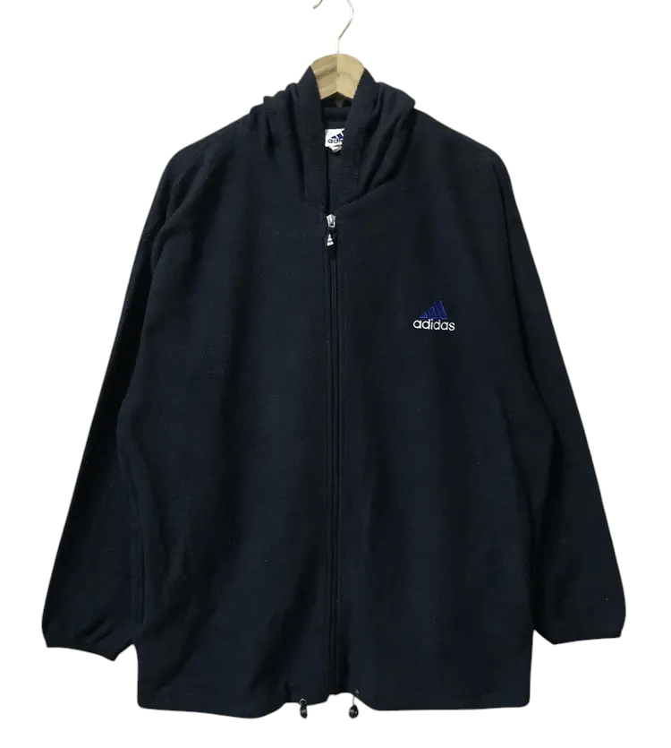Adidas Vintage 90's Adidas 3 Stripes Fleece Hoodies Size US L / EU 52-54 / 3 - 1 Thumbnail