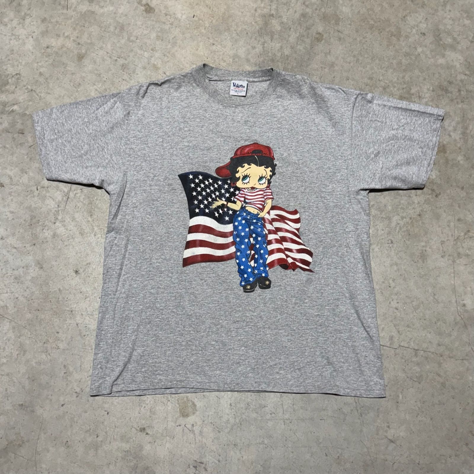 Fruit Of The Loom Vintage Betty Boop Tee Large American Flag Volunteer Tag 90s Size US L / EU 52-54 / 3 - 1 Thumbnail