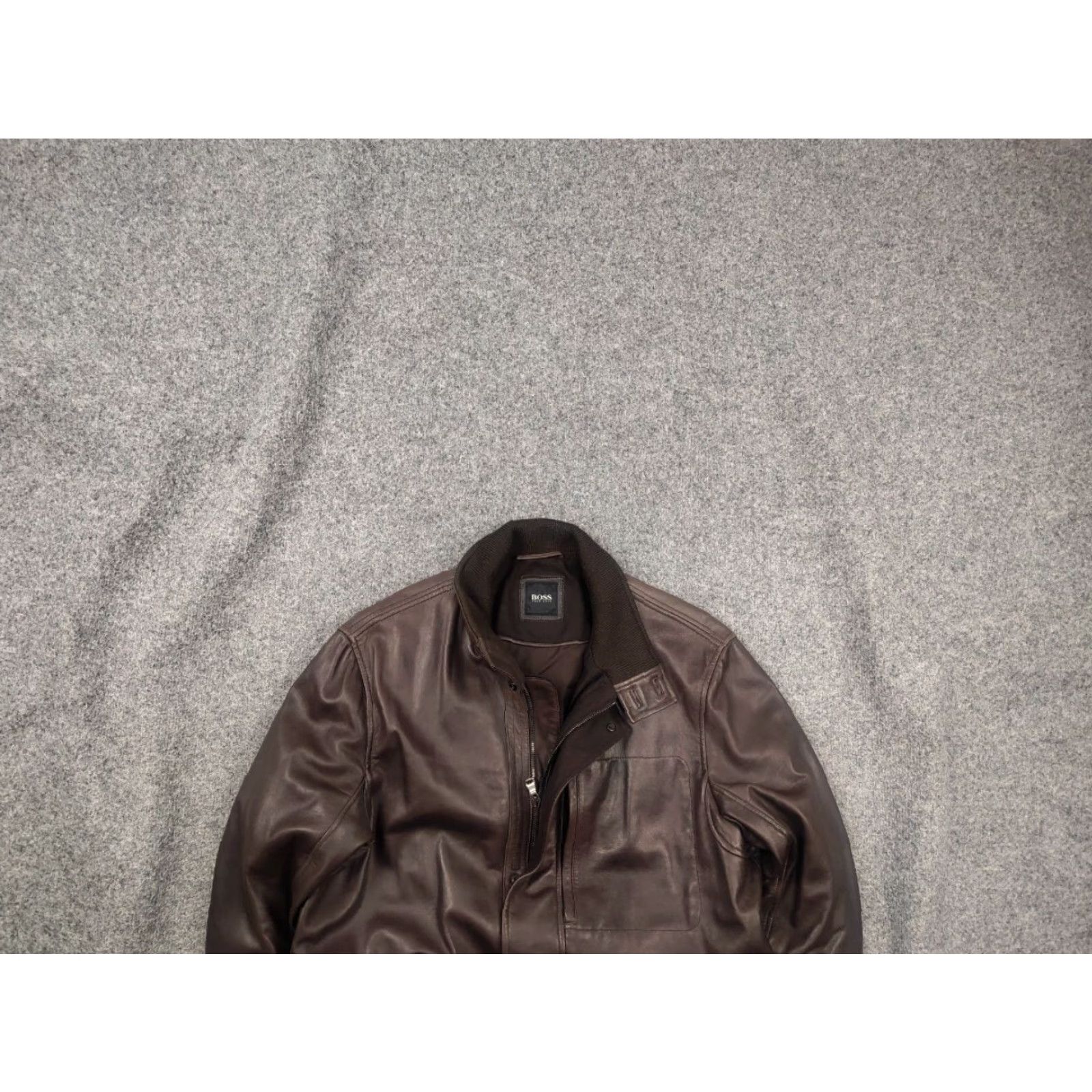 Hugo Boss HUGO BOSS Italian lamb nappa Leather Dark Brown Classic Pocket Jacket Mens Jacket Brown Leather Pocket Jacket Size US M / EU 48-50 / 2 - 2 Thumbnail