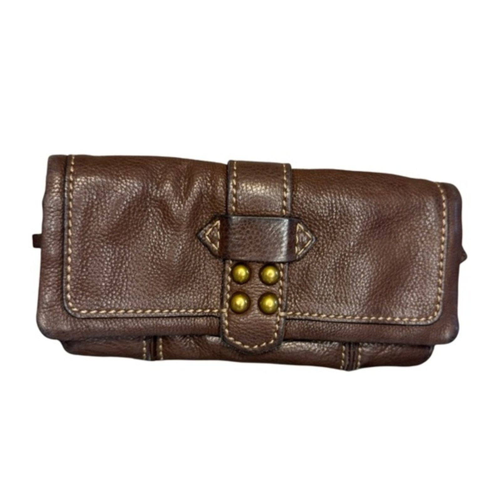 Fossil Vintage Fossil Brown Pebbled Leather Snap Long Wallet Size ONE SIZE - 1 Thumbnail