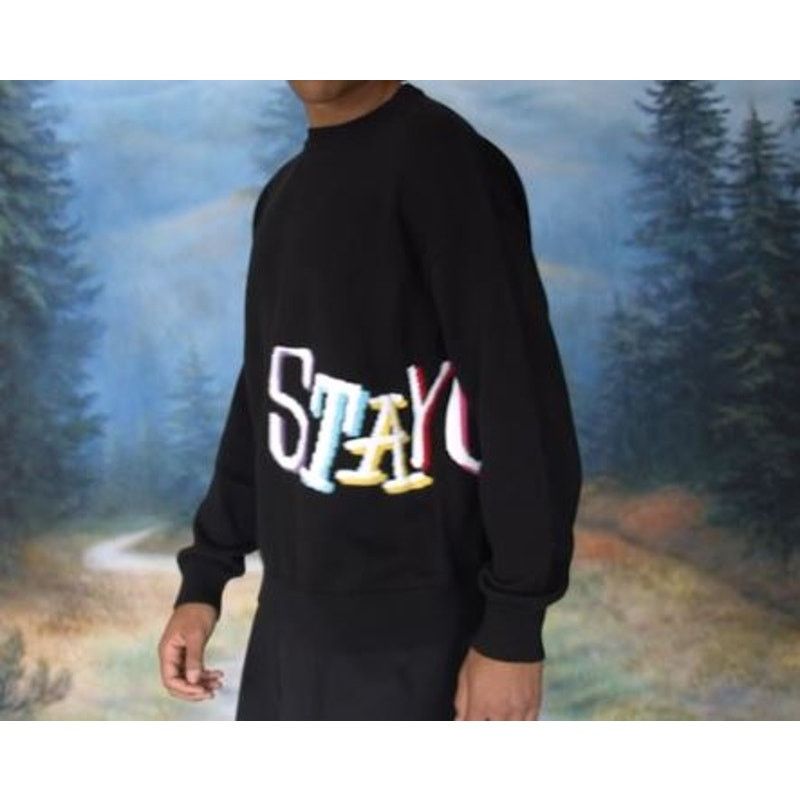 STAYCOOLNYC •NWT• STAY COOL NYC Tribal Wrap Knit Black Crewneck • Large Size US L / EU 52-54 / 3 - 9 Thumbnail