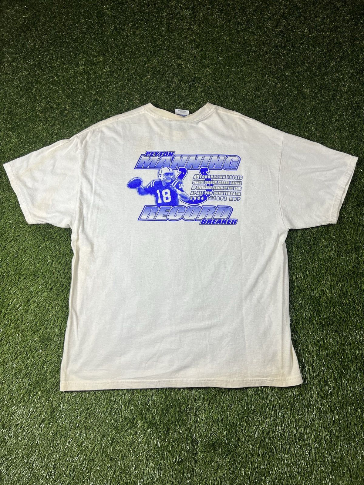 NFL Vintage Y2K RecordBreaking Peyton Manning Colts Football Tee Size US XL / EU 56 / 4 - 1 Thumbnail