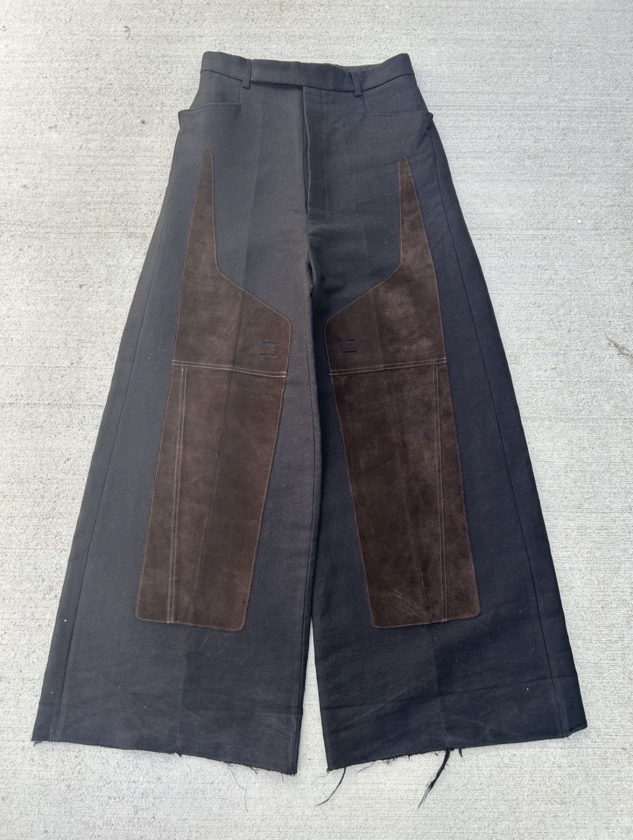 Rick Owens Rick Owens Runway FW19 Larry Moleskin Suede Patch Pants Size US 34 / EU 50 - 1 Thumbnail