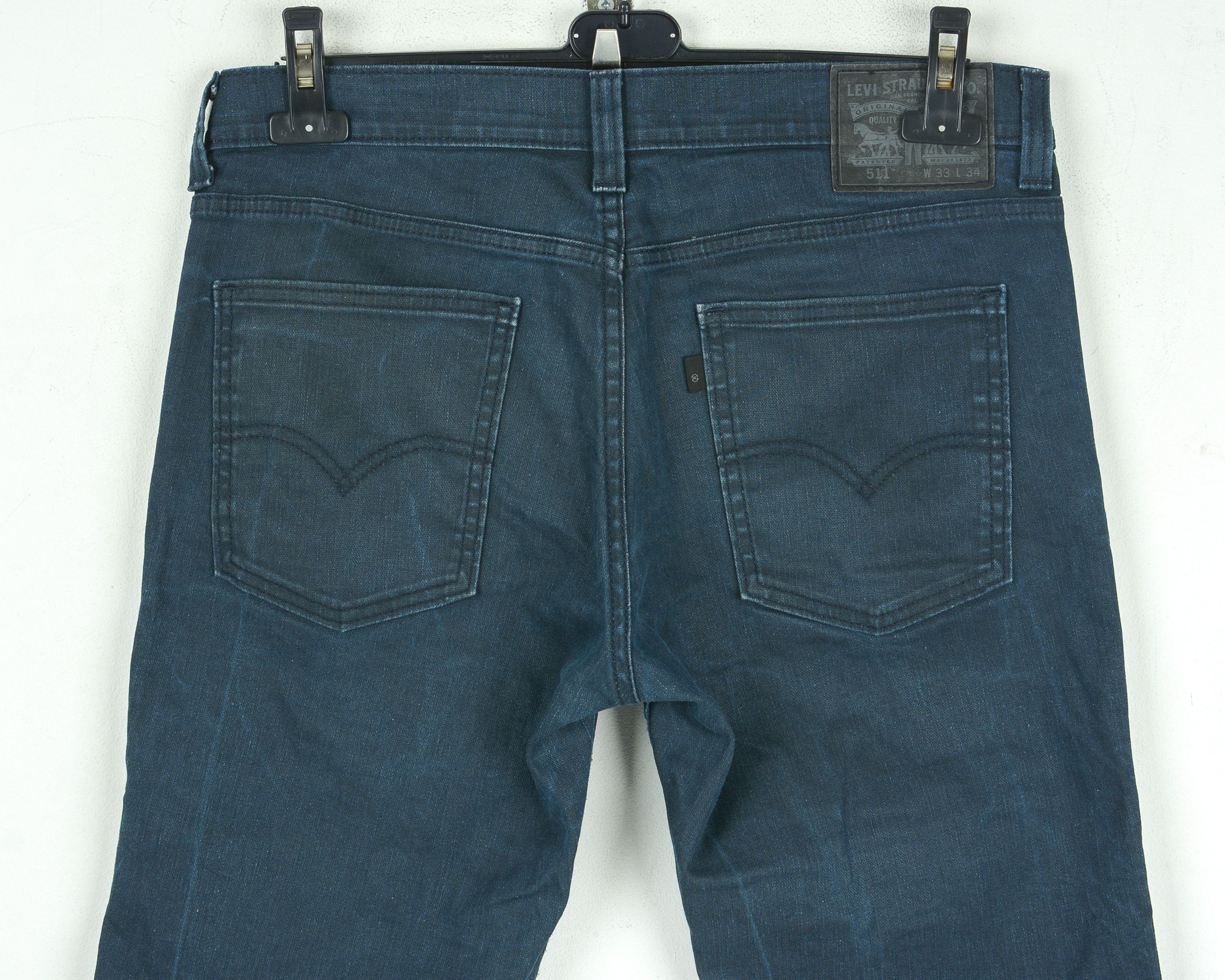 Levi's 511 W33 L34 Jeans Denim Pants Trousers Slim Zip Navy Blue Size US 33 - 4 Thumbnail