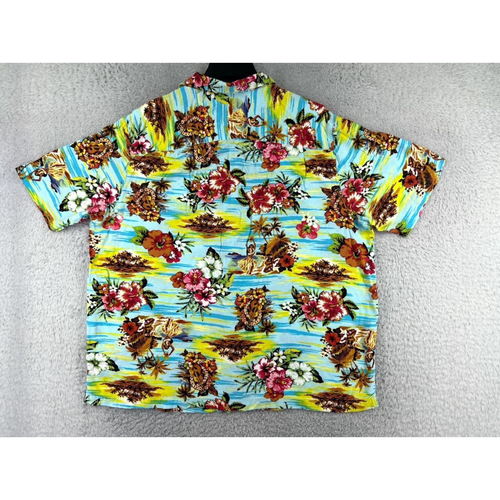 George George Hawaiian Shirt Mens 2XL Blue Floral Print Sleeves Short Sleeve Button-Up Cotton Size US XXL / EU 58 / 5 - 2 Thumbnail