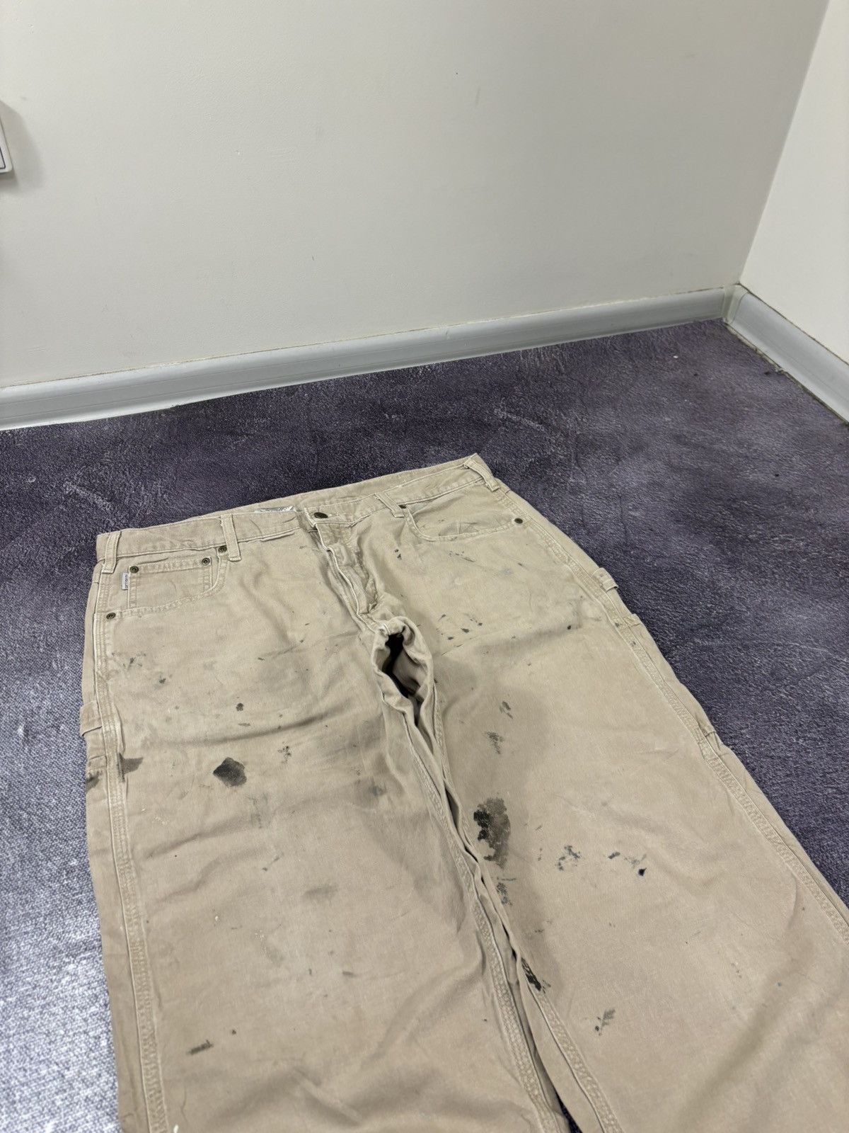 Carhartt Vintage 90s Carhartt Cream Work Hype Carpenter Baggy Pants Size US 38 / EU 54 - 8 Thumbnail