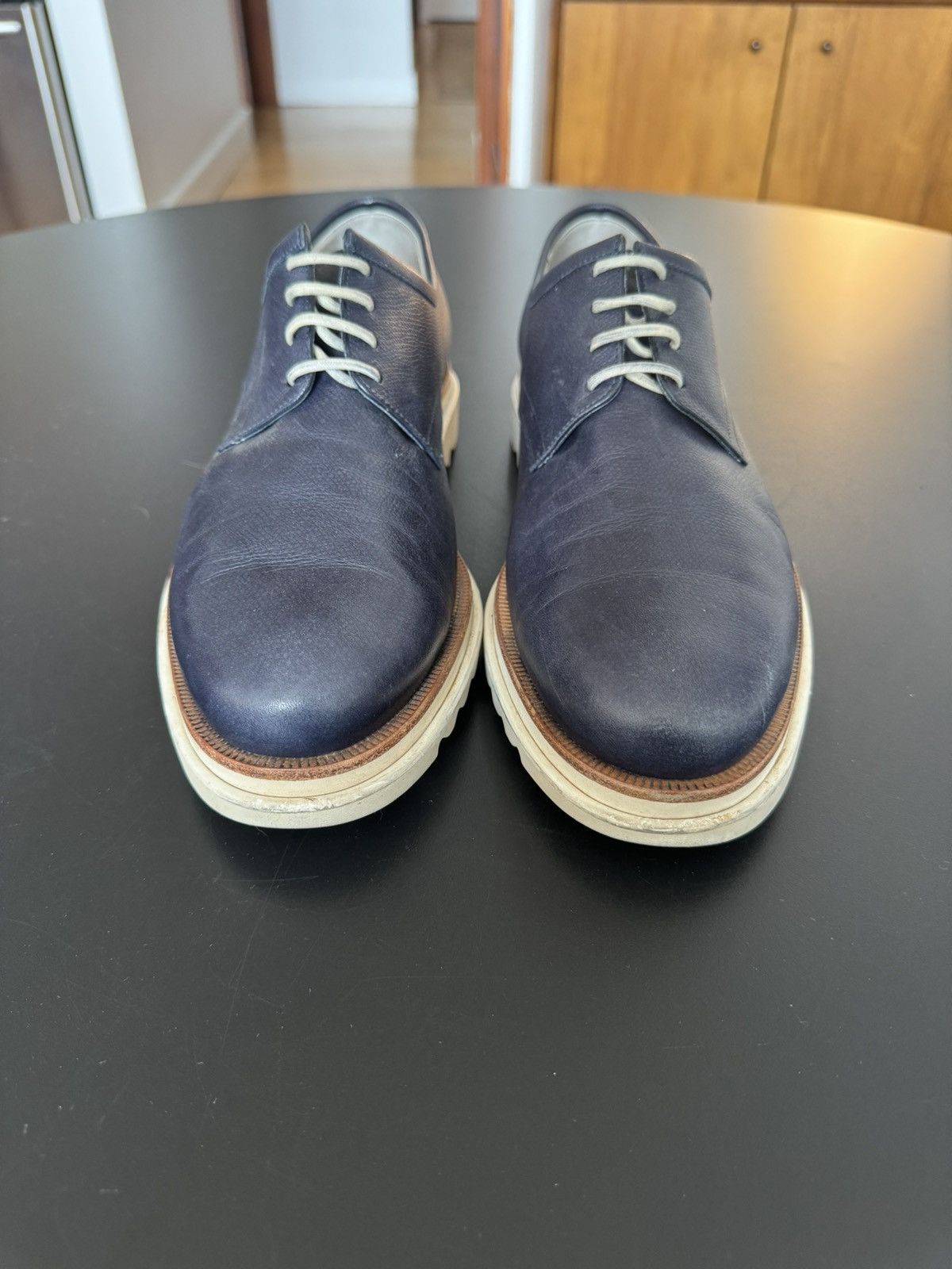 Salvatore Ferragamo Ferragamo Leather Derby, navy Size US 8 / EU 41 - 3 Thumbnail
