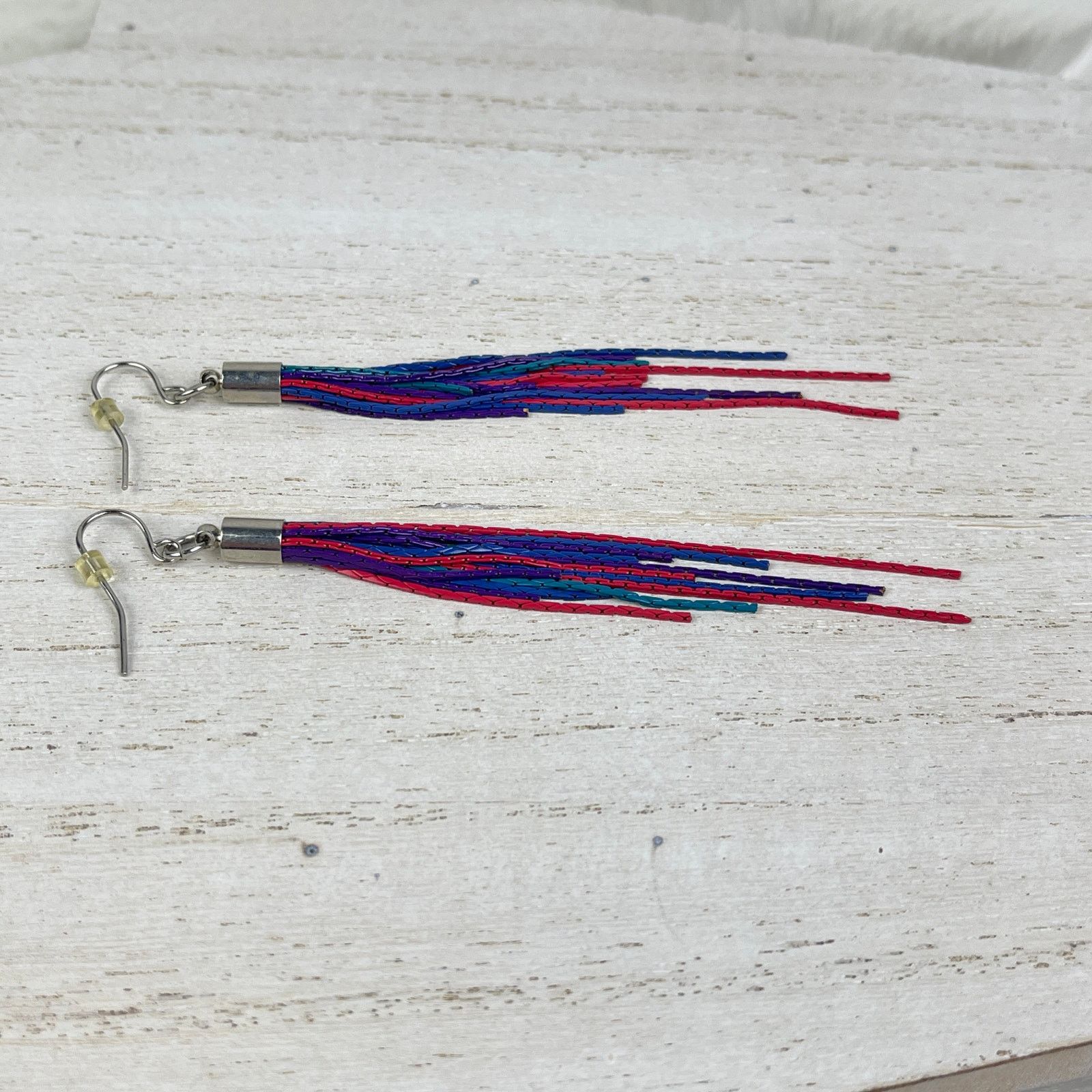 Other Colorful Chain Link Fringe Earrings Purple Teal Pink Blue Size ONE SIZE - 4 Thumbnail