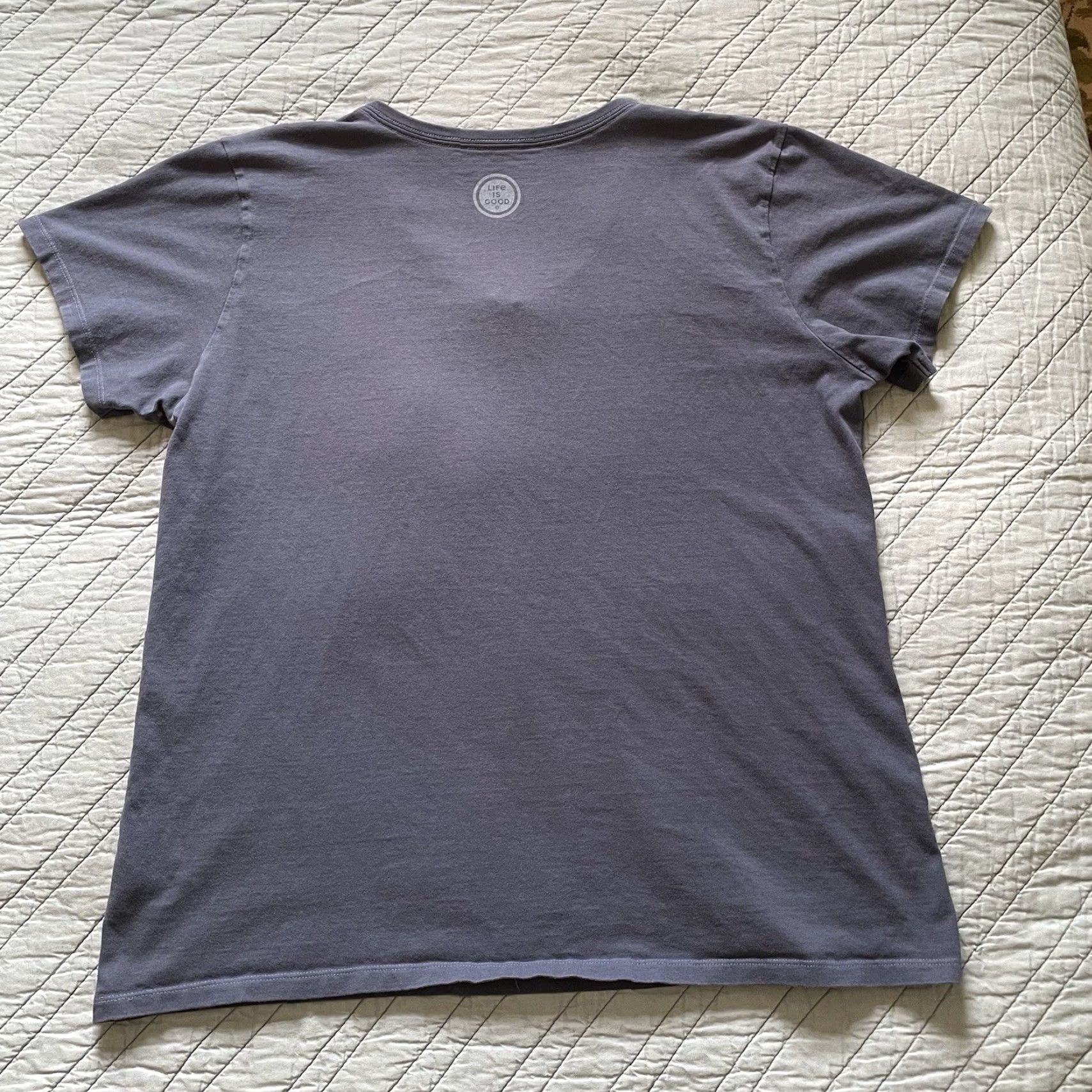 Life is Good Life Is Good Crusher T-Shirt Women's XL “Life Is Good Beer Happy” V-neck Blue Short Sleeve 100% Cotton Knit Vintage No N/A Size XL / US 12-14 / IT 48-50 - 5 Thumbnail