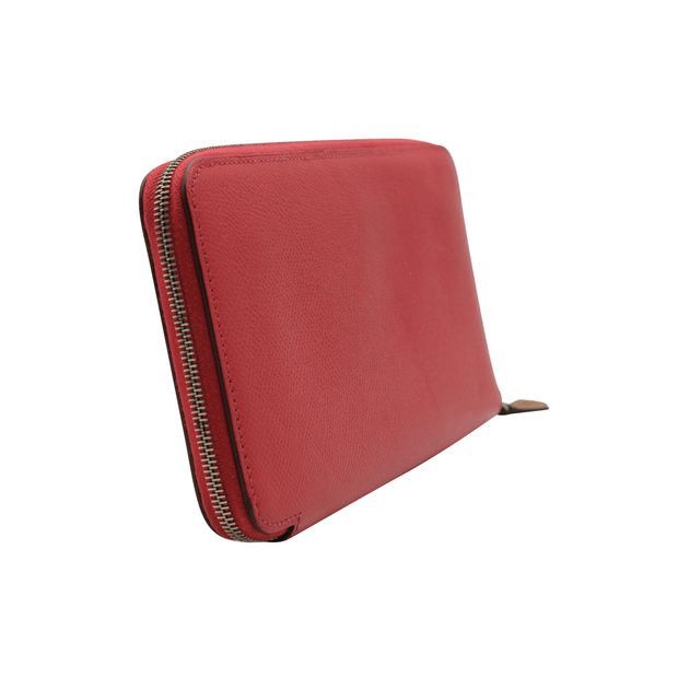 image of Hermes Silk'in Classique Long Wallet In Texas Rose in Red, Women's