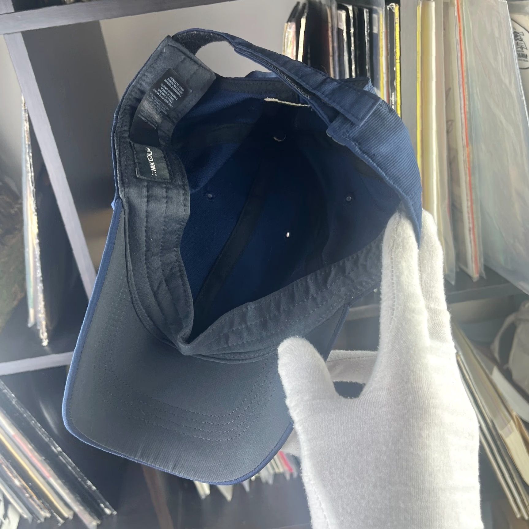 Camel VINTAGE Nike Strapback Swoosh Golf Hat Denim Blue OS Men Baseball Cap Size ONE SIZE - 4 Thumbnail