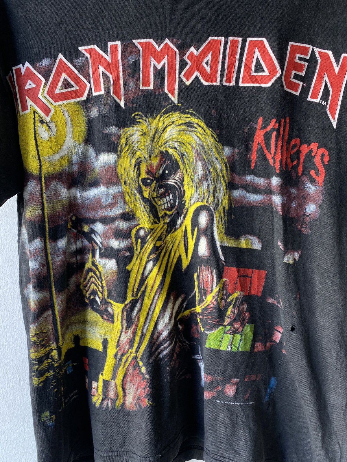 Band Tees × Iron Maiden × Vintage Vintage 80’s Iron Maiden Killers Album Distressed Band Tee Size US M / EU 48-50 / 2 - 7 Thumbnail