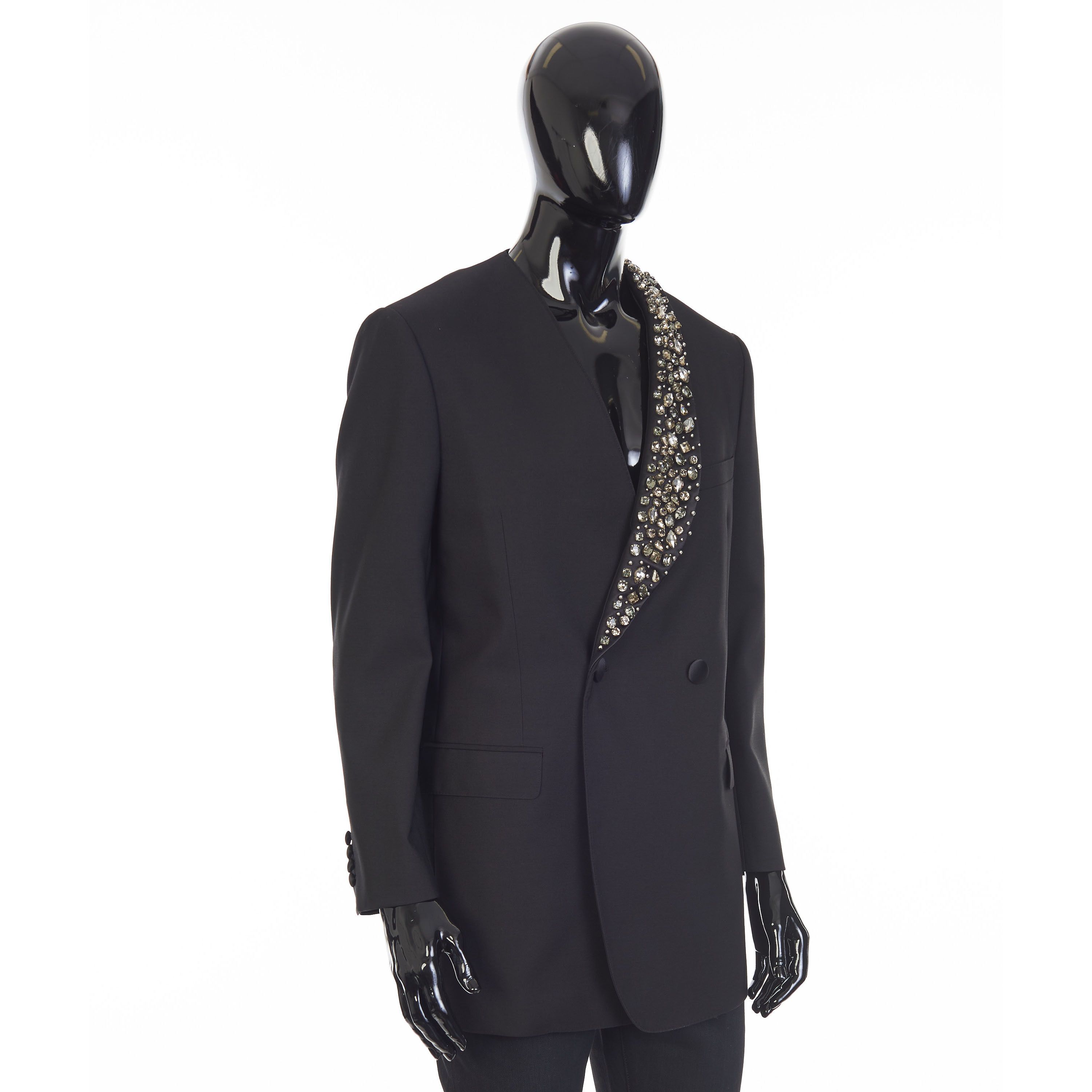 Celine Boxy Tux Jacket - Stone/Stud Embroidery, Grain De Poudre Size 40R - 8 Thumbnail