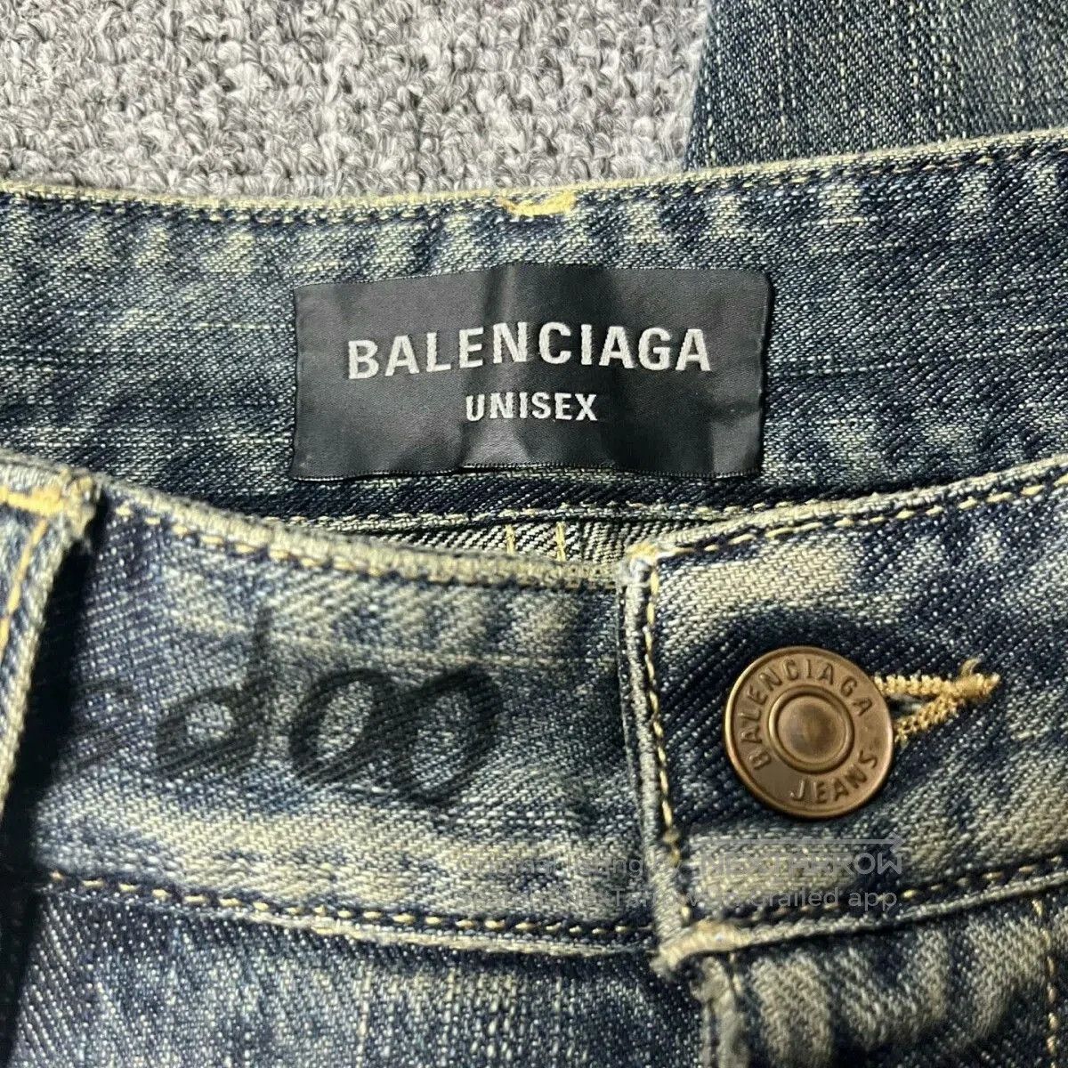 Balenciaga Balenciaga Blue Graffiti Print Straight Jeans. Size US 26 / EU 42 - 4 Thumbnail