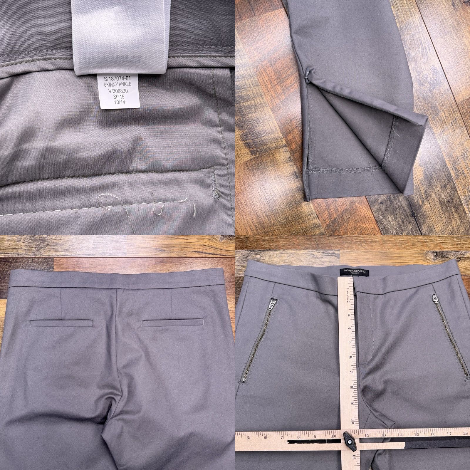 Banana Republic Banana Republic Addison Pants Womens 10 Gray Mid Rise Stretch Zip Pockets Size 32" / US 10 / IT 46 - 8 Thumbnail