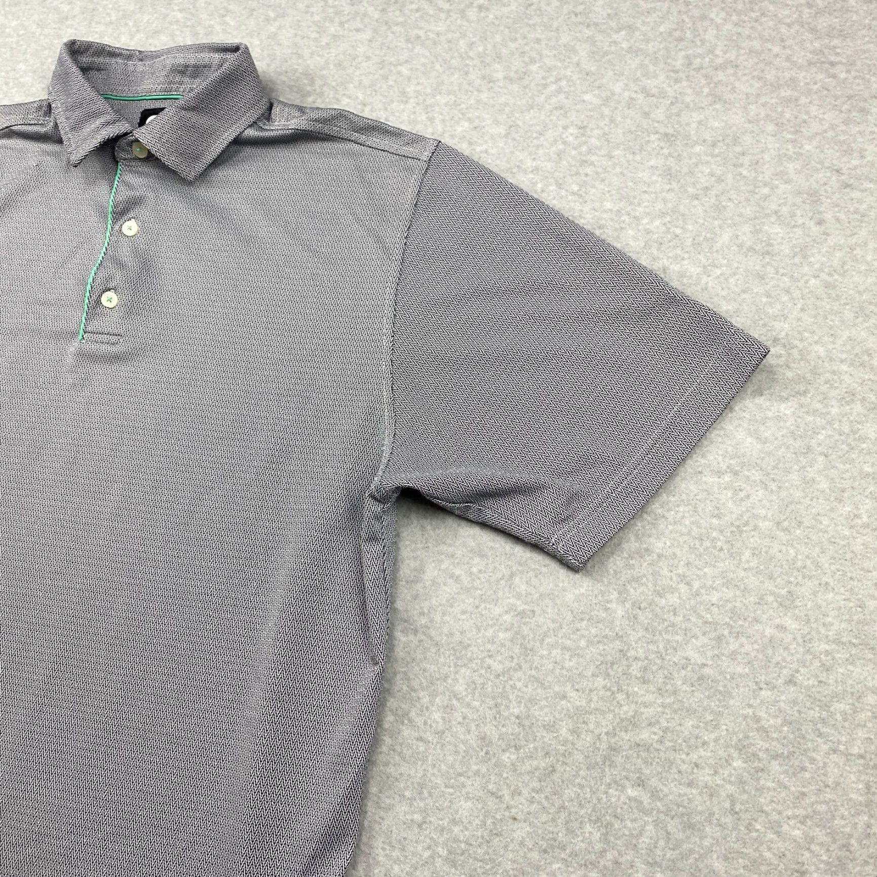 Vintage FJ Foot Joy Polo Shirt Mens Large Black Chevron All Over Print Performance Golf Shirt Size US L / EU 52-54 / 3 - 6 Thumbnail