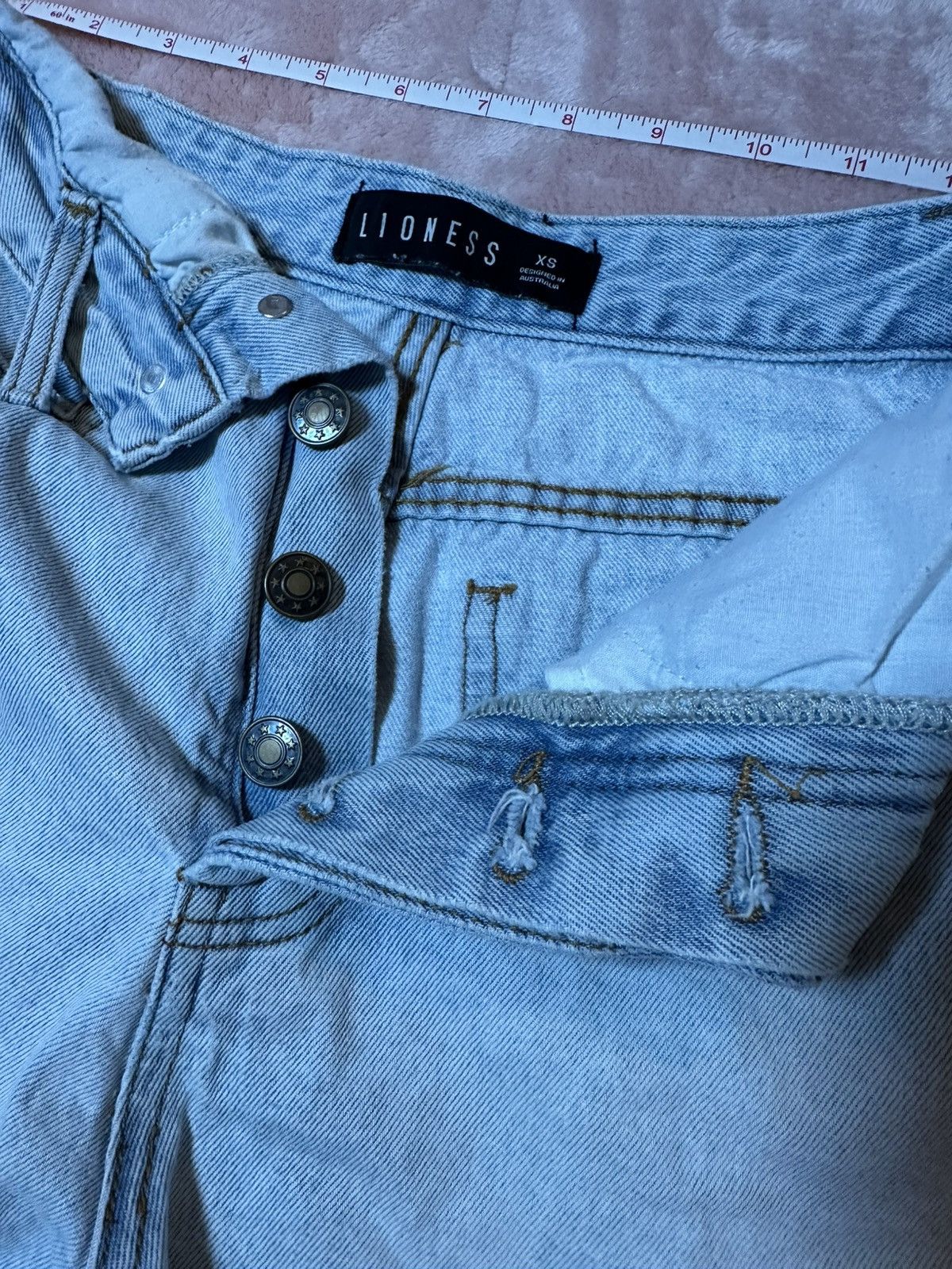 Other Lioness Distressed Light Blue High Rise Button Up Jean Short Size 25" / US 0 / IT 36 - 4 Thumbnail
