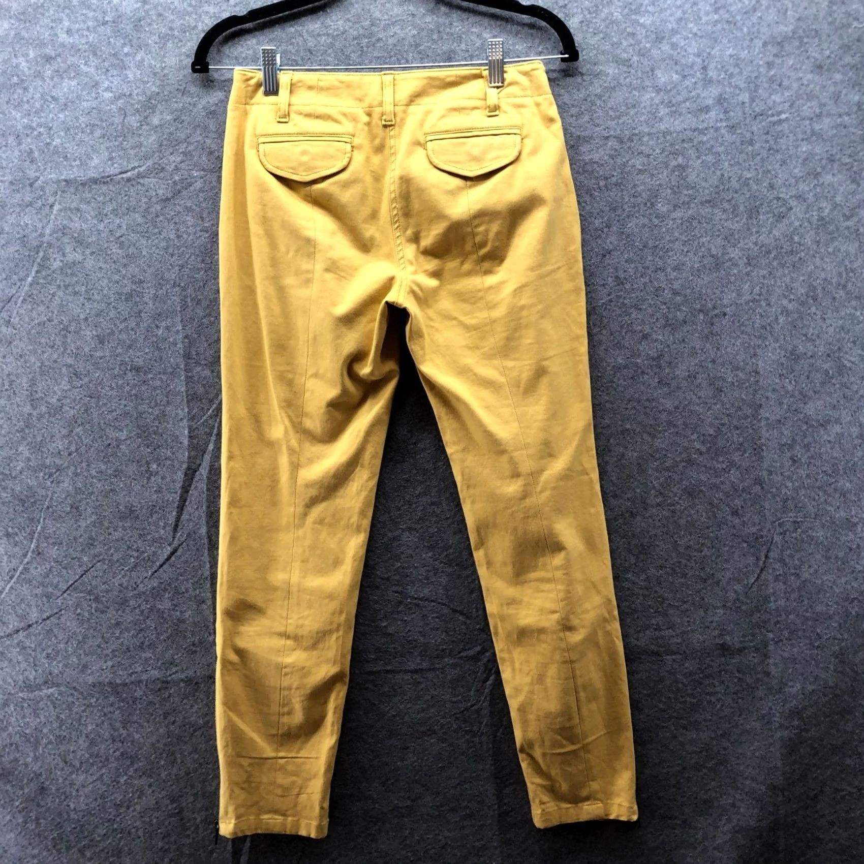 Theory Theory Slim Zip Ankle Pants Womens 0 Mustard Yellow Cotton Blend Trouser Low Rise Skinny Inseam 26.5 in Size 25" / US 0 / IT 36 - 2 Thumbnail