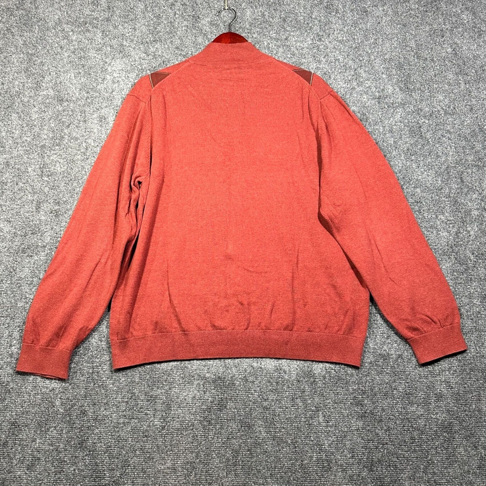 Tasso Elba Tasso Elba Sweater Mens L Rust Argyle Mock Zip Up Neck Ribbed Cuffs Hem Knit Cotton Fall Winter Classic Modern Size US L / EU 52-54 / 3 - 7 Thumbnail
