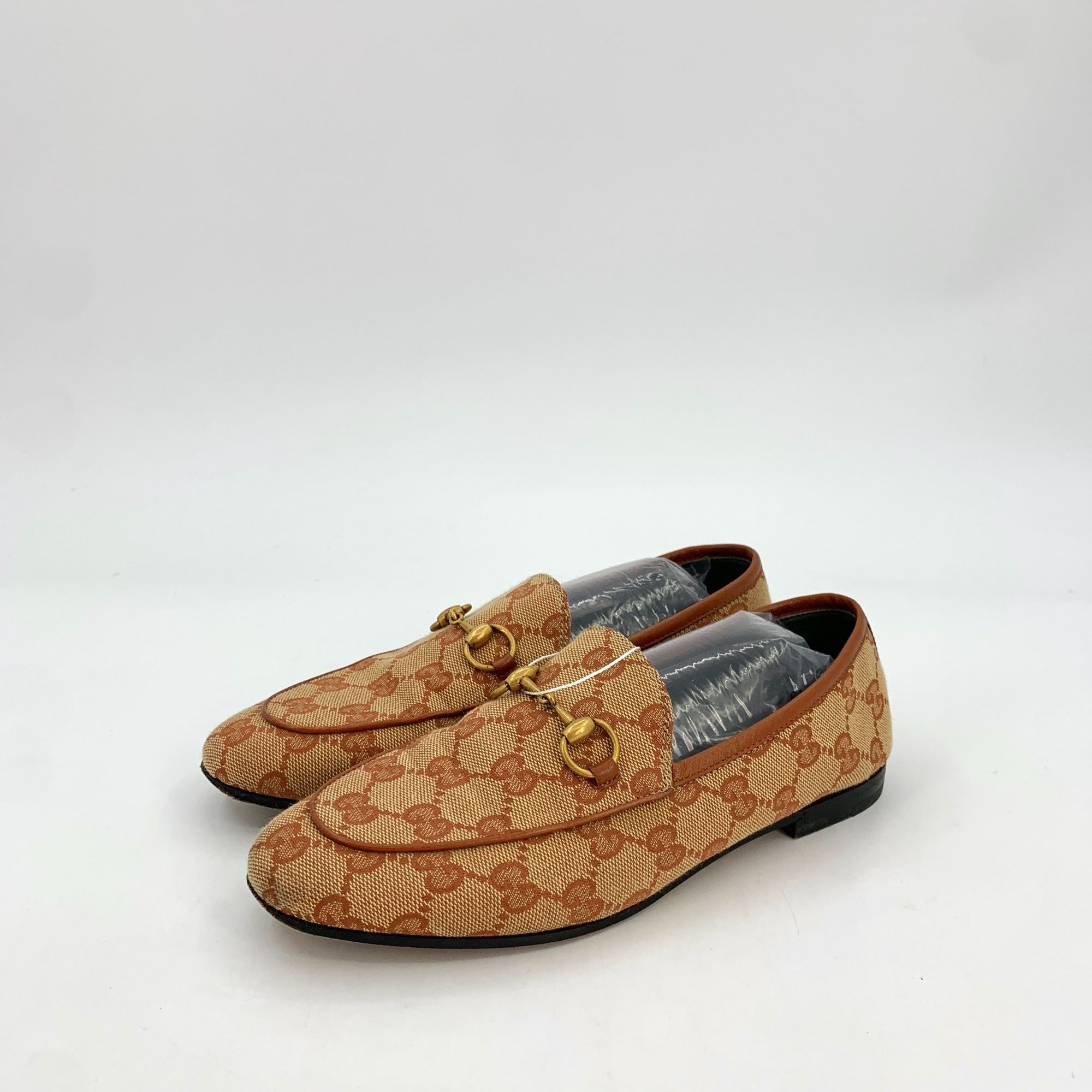 Gucci Gucci Jordaan Brown Logo Jacquard Horsebit Loafers Size 36 M Size US 6 / IT 36 - 1 Thumbnail