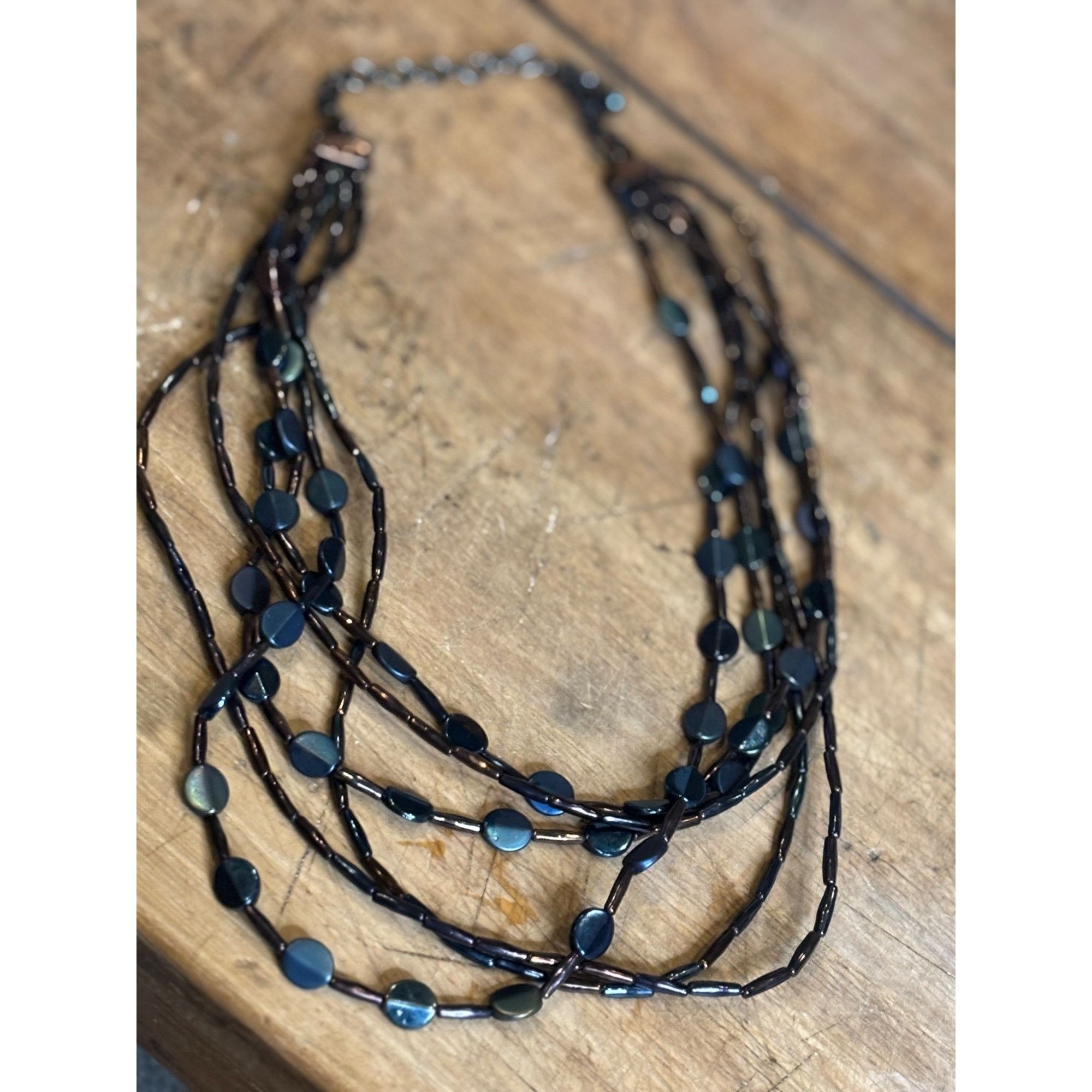Chicos Chicos Black & Bronze Multi-Strand Beaded Necklace With Adju Size ONE SIZE - 6 Thumbnail