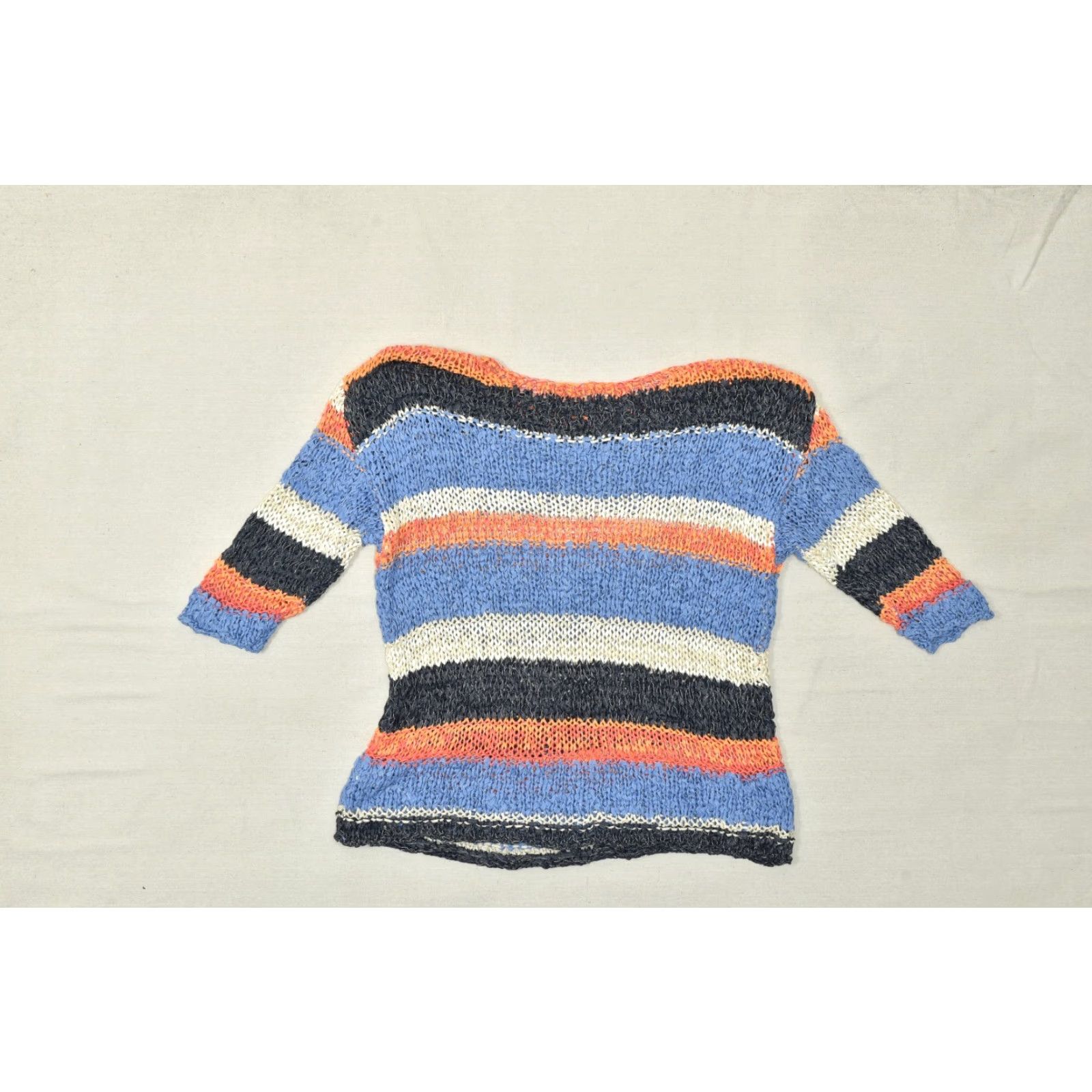 J. Jill J. Jill Sweater Striped Knit 3/4 Sleeve Multicolor Cotton Womens Size M Pullover Autumn Winter Spring Size M / US 6-8 / IT 42-44 - 8 Thumbnail