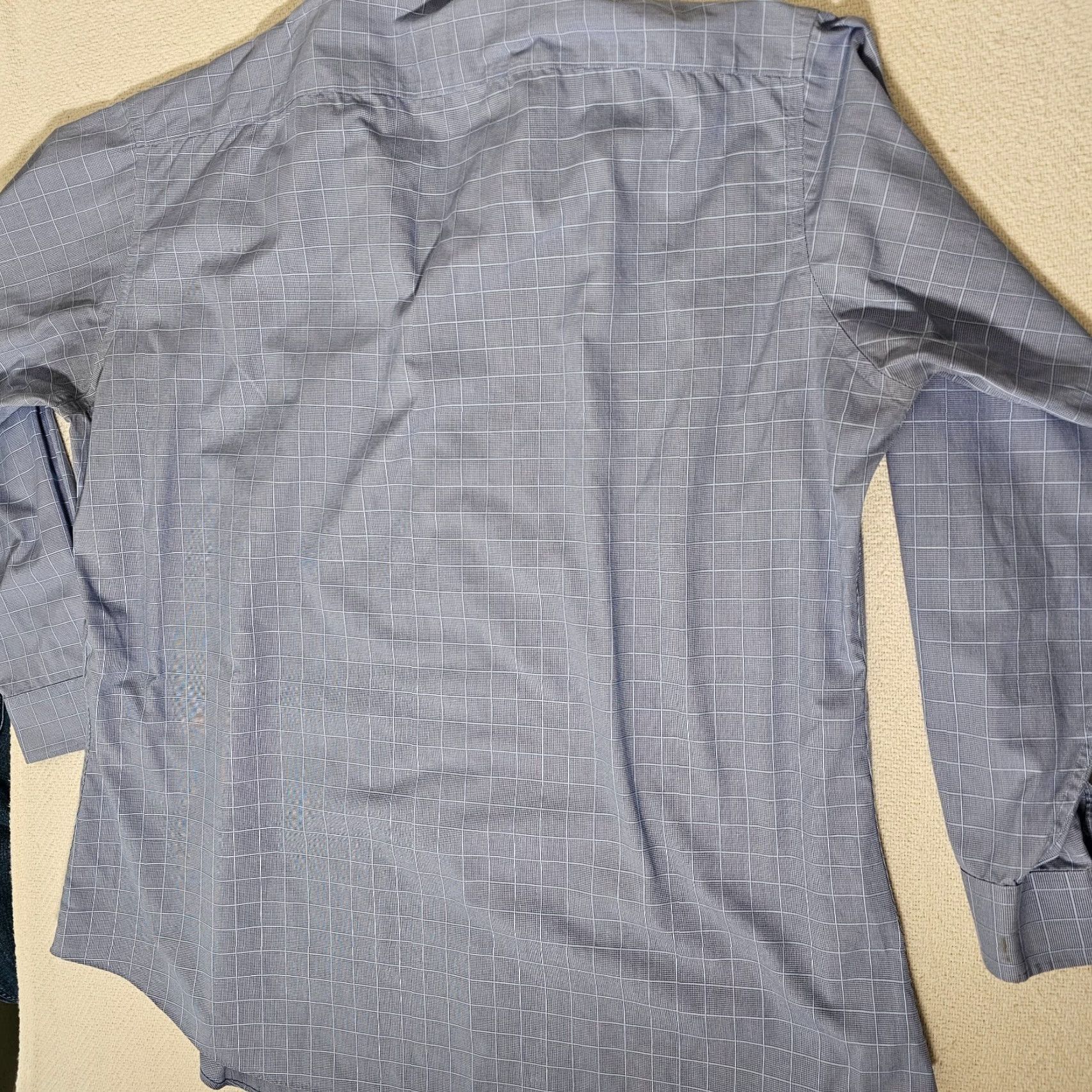 Egara EGARA Slim Fit VINTAGE Blue Check Button-Up Dress Shirt Big & Tall Size 18.5 36/37 Mens Size 48R - 6 Thumbnail