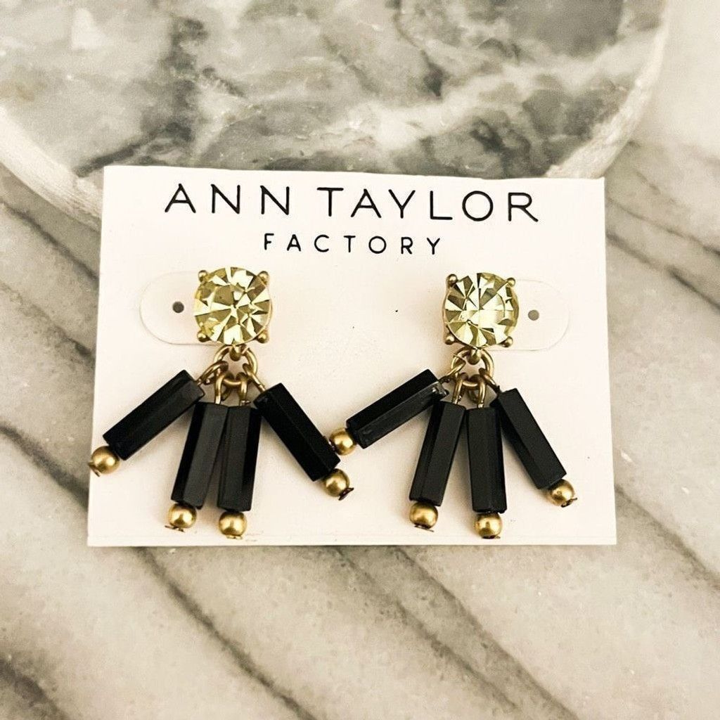 Ann Taylor Ann Taylor Factory Earrings Light Green Crystal Black Size ONE SIZE - 1 Thumbnail