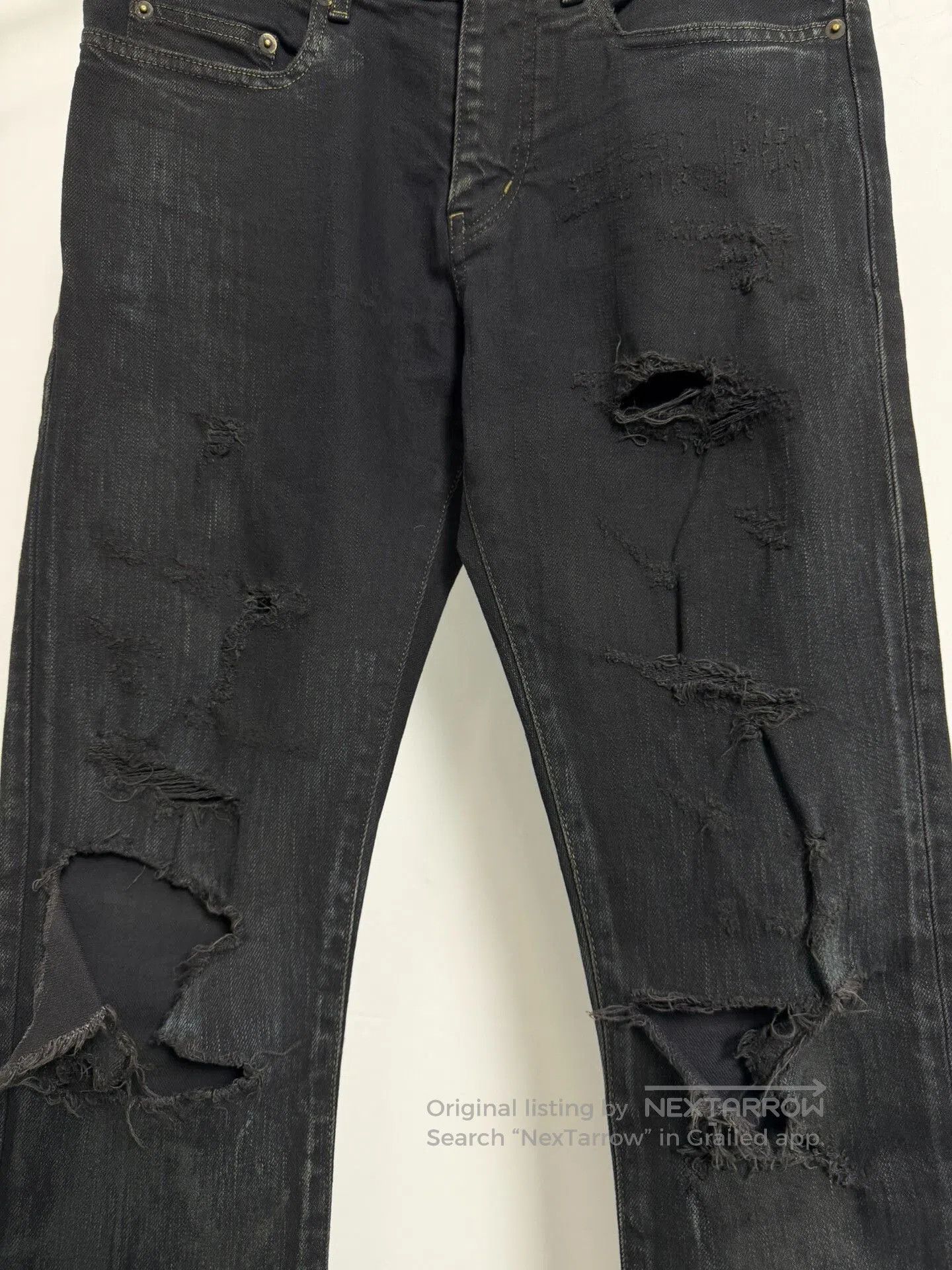 Saint Laurent Paris Black Distressed Skin Fit Jeans. Size US 29 - 3 Thumbnail